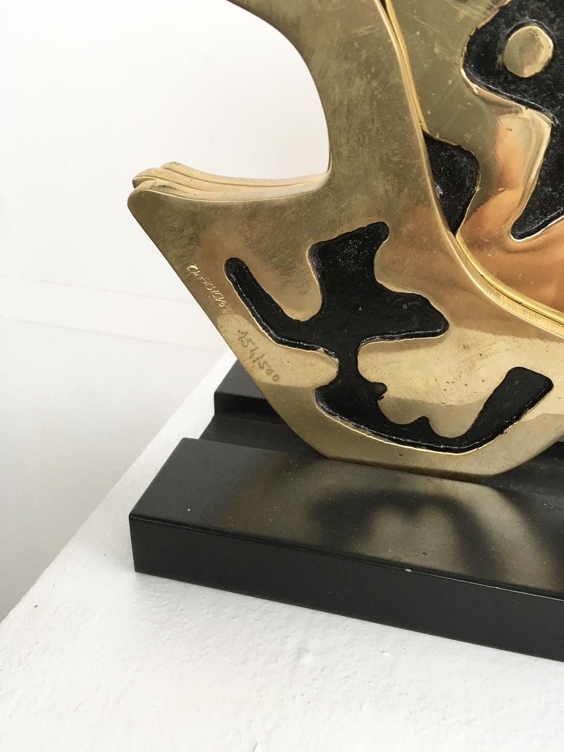 1980 Italy Abstract Bronze Sculpture Bruno Chersicla  Colomba Dove photo 1208.0