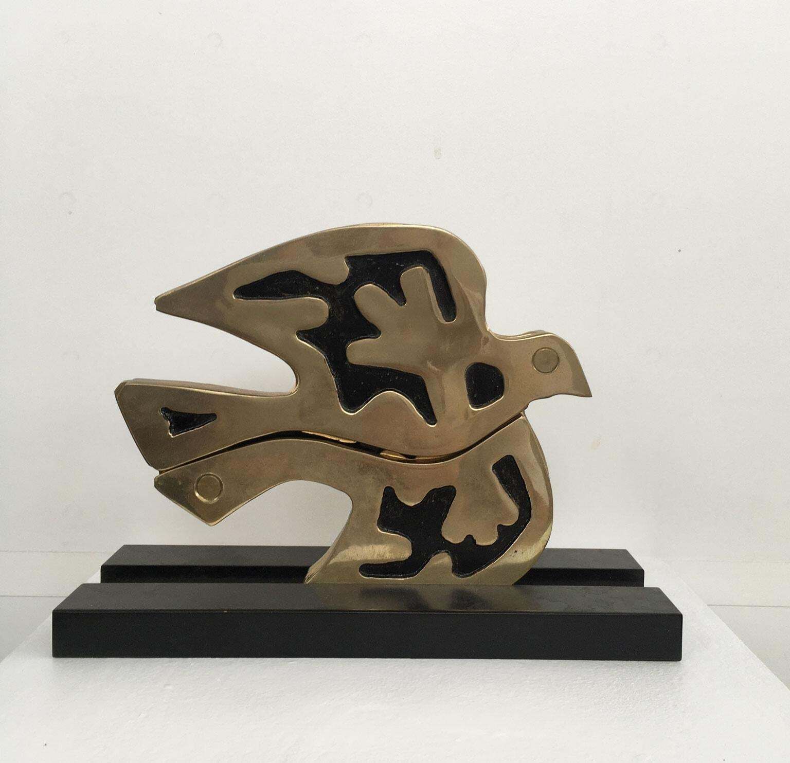 1980 Italy Abstract Bronze Sculpture Bruno Chersicla  Colomba Dove photo buy