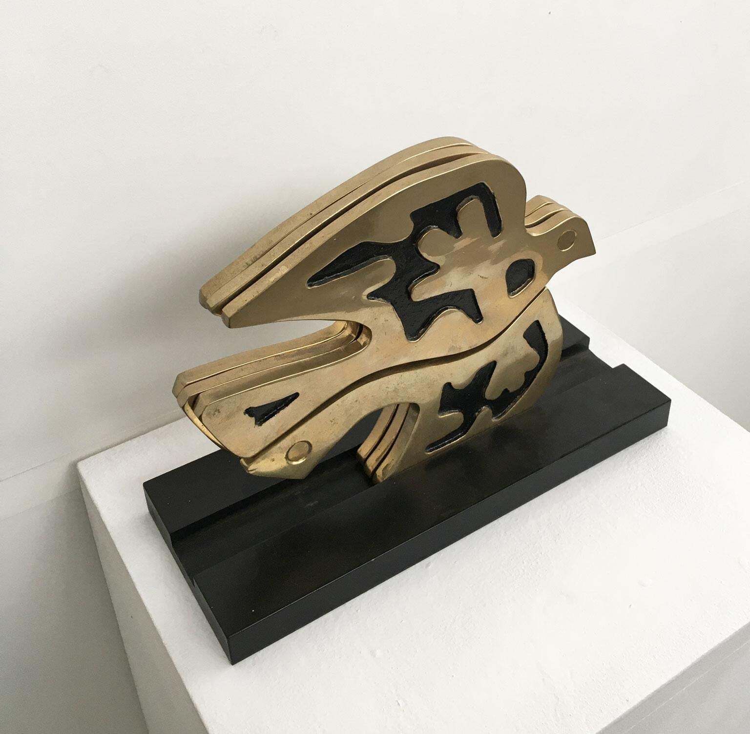 photo furniture 1980 Italy Abstract Bronze Sculpture Bruno Chersicla  Colomba Dove