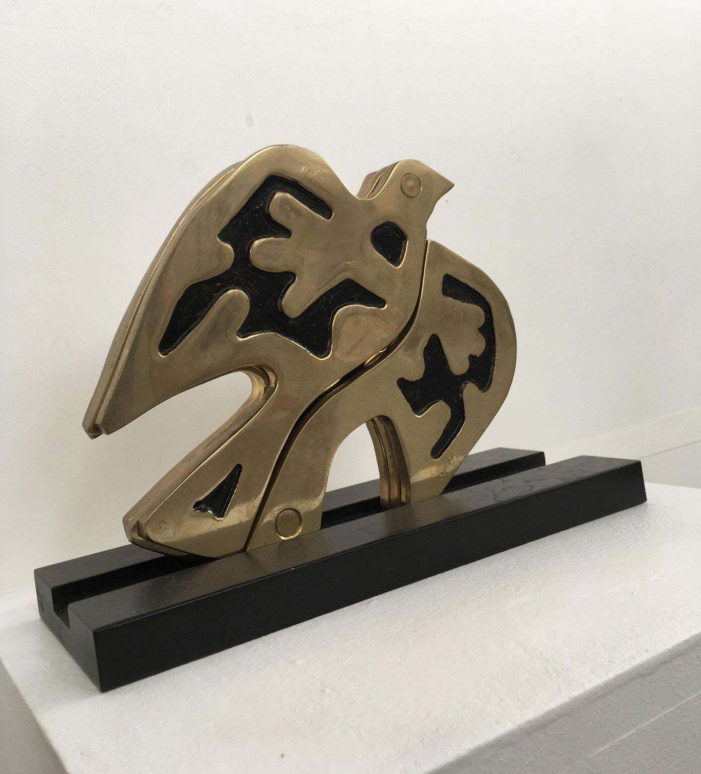 Art 1980 Italy Abstract Bronze Sculpture Bruno Chersicla  Colomba Dove photo