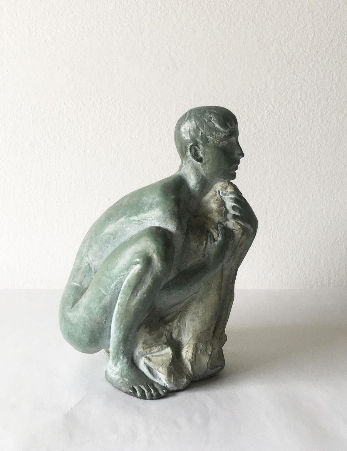 1995 Italy Bronze Sculpture By Giuseppe Bergomi Davanti Al Mare photo vinterior