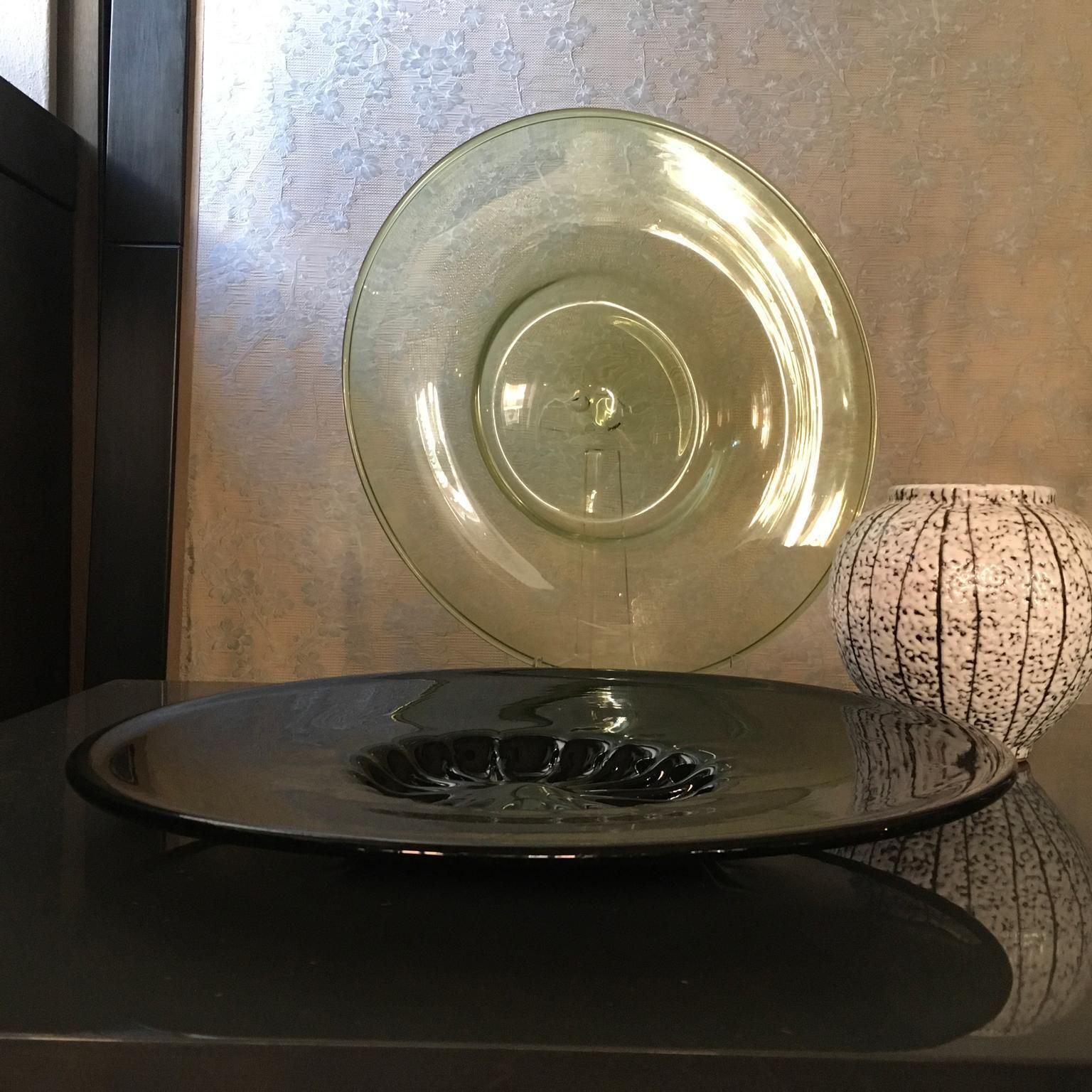 1960 Venezia Italy Mid Century Modern Murano Blown Black Glass Bowl photo Home Decor