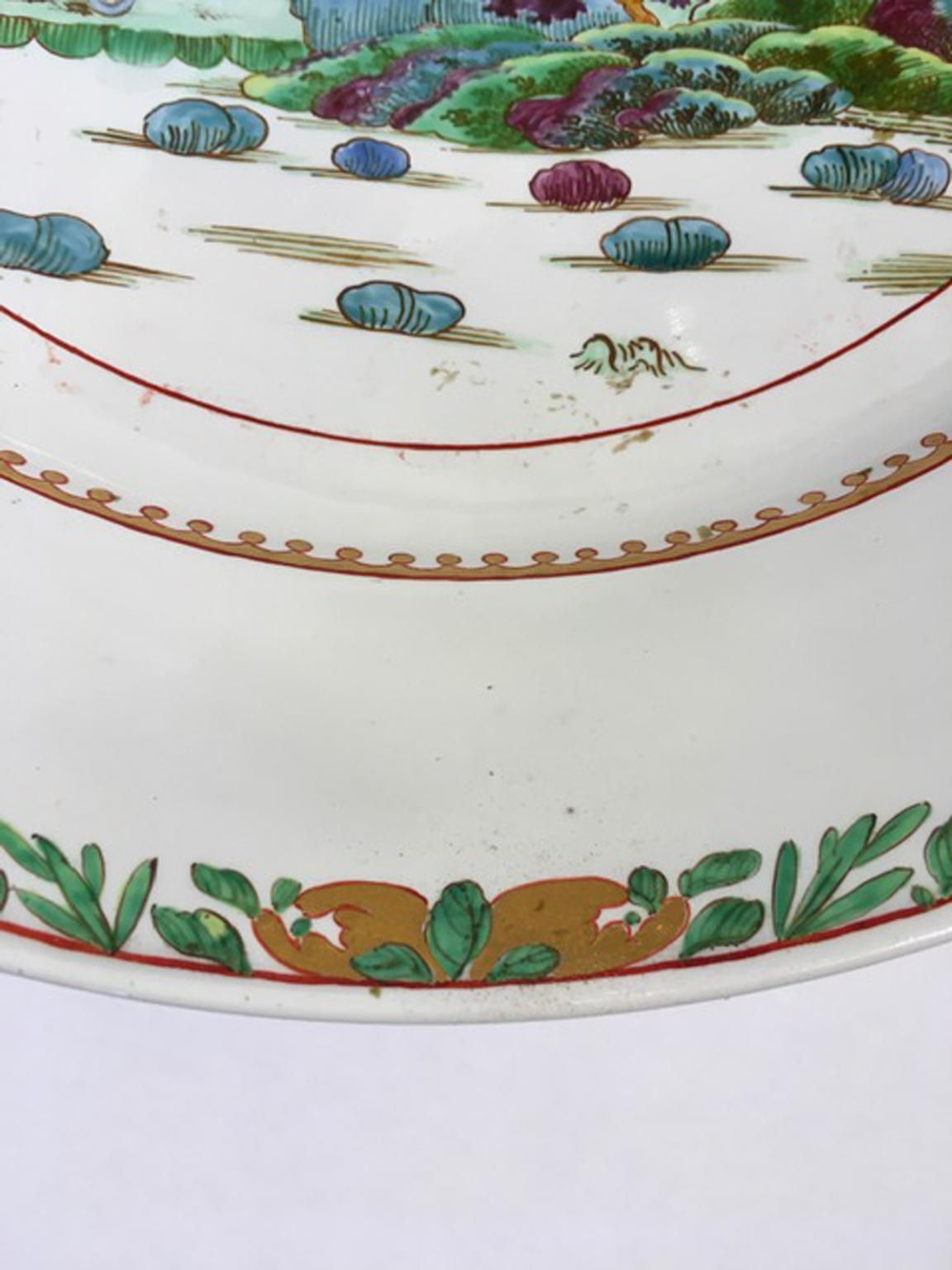 Italy Mid 18th Century Richard Ginori Porcelain Dish With Japan Landscape photo vintage