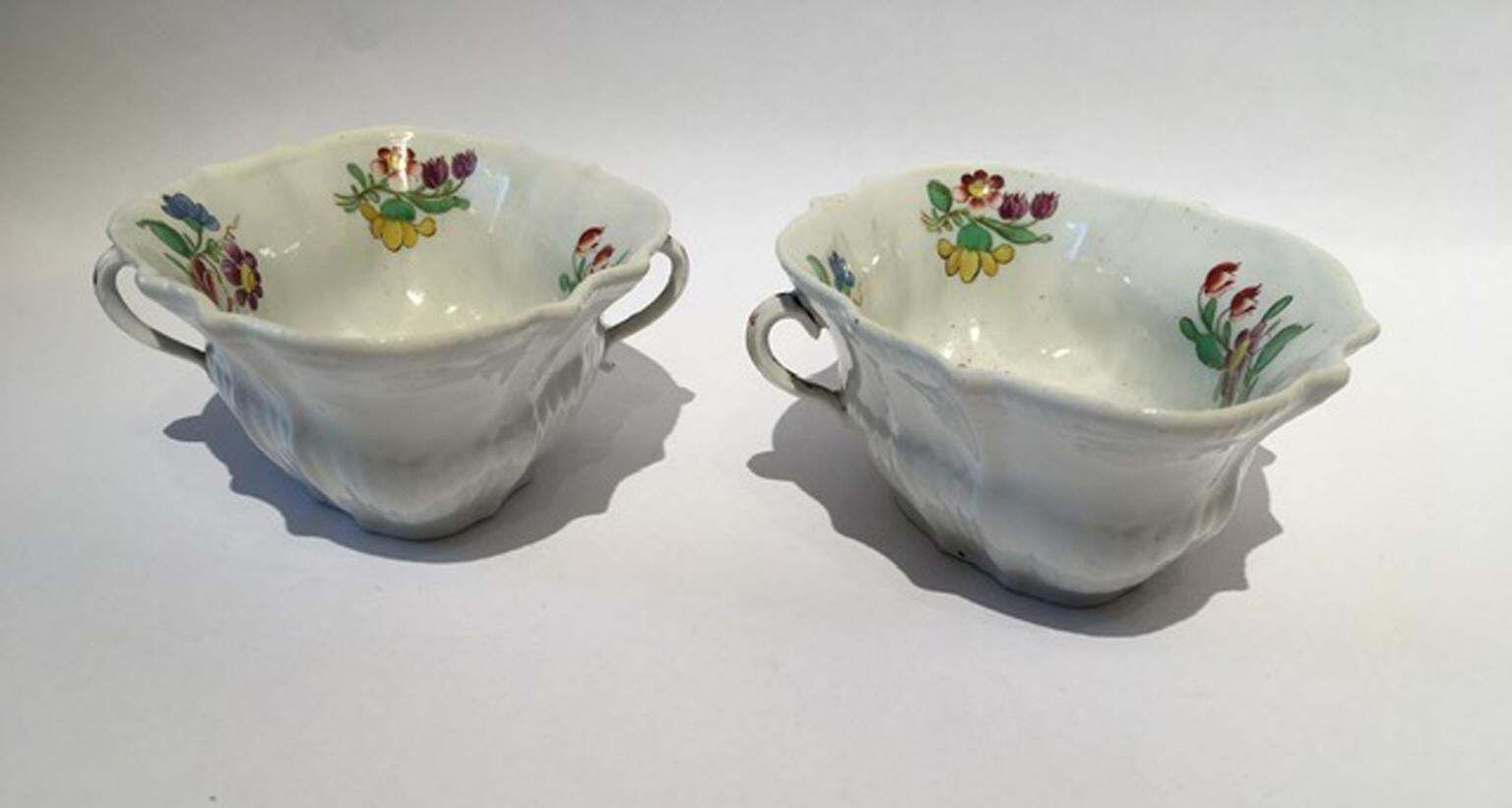 Italy 18th Century Italy Richard Ginori Doccia Pair Of Porcelain Sauce Bowls photo vintage