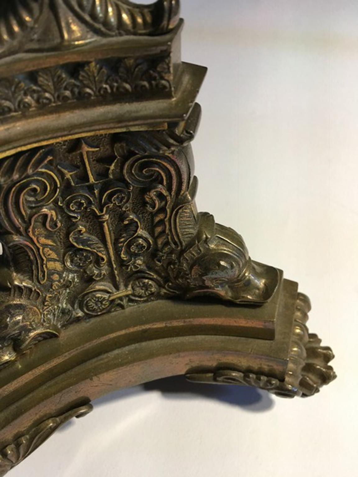 photo for sale Italy Late 18th Century Pair Empire Brass Candleholders