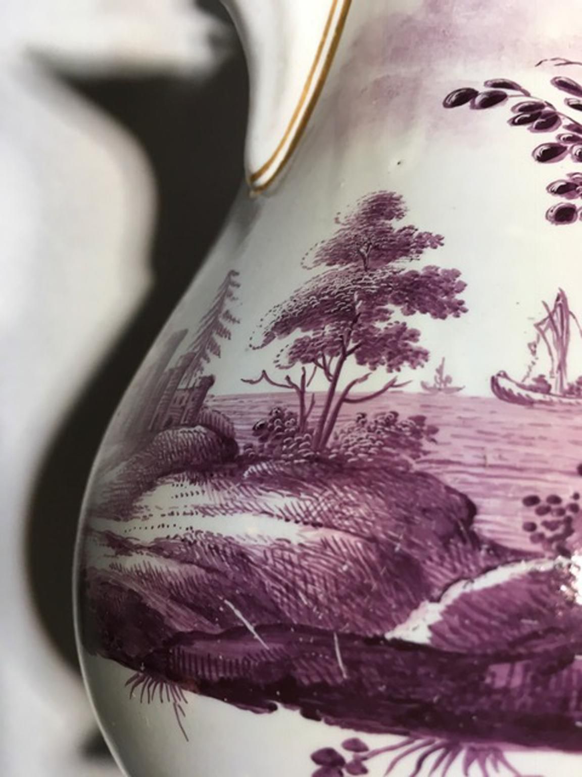 Italy Richard Ginori Mid 18th Century Porcelain Coffee Pot Landscapes In Purple photo 3403.0