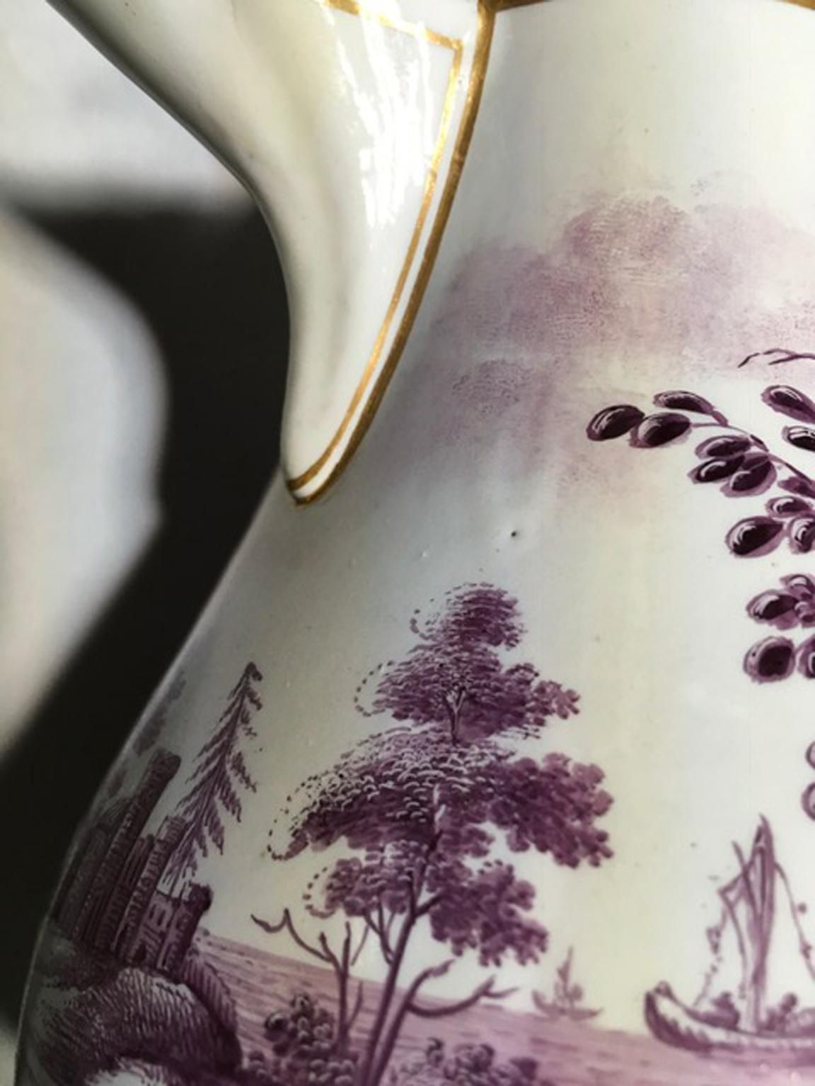 Home Decor Italy Richard Ginori Mid 18th Century Porcelain Coffee Pot Landscapes In Purple photo