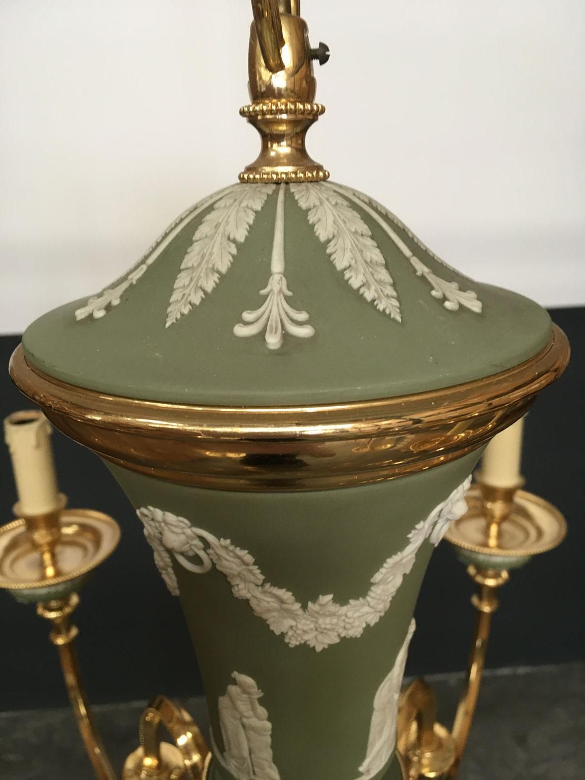 Lighting 1970 Italy Hollywood Regency Style Green Porcelain And Brass Chandelier 9 Lights photo