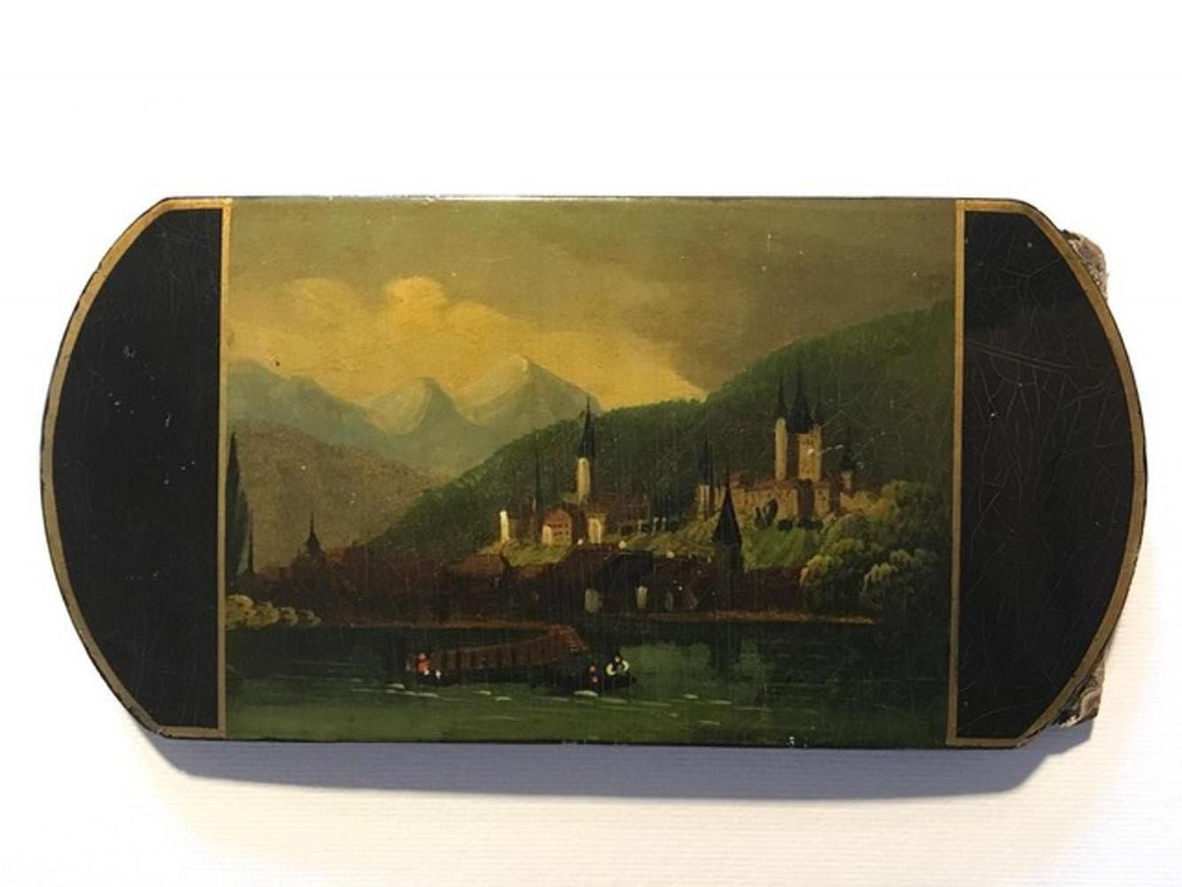 photo buy Mid 18th Century Decorative Lacquered Wooden Tobacco Snuff Box Black