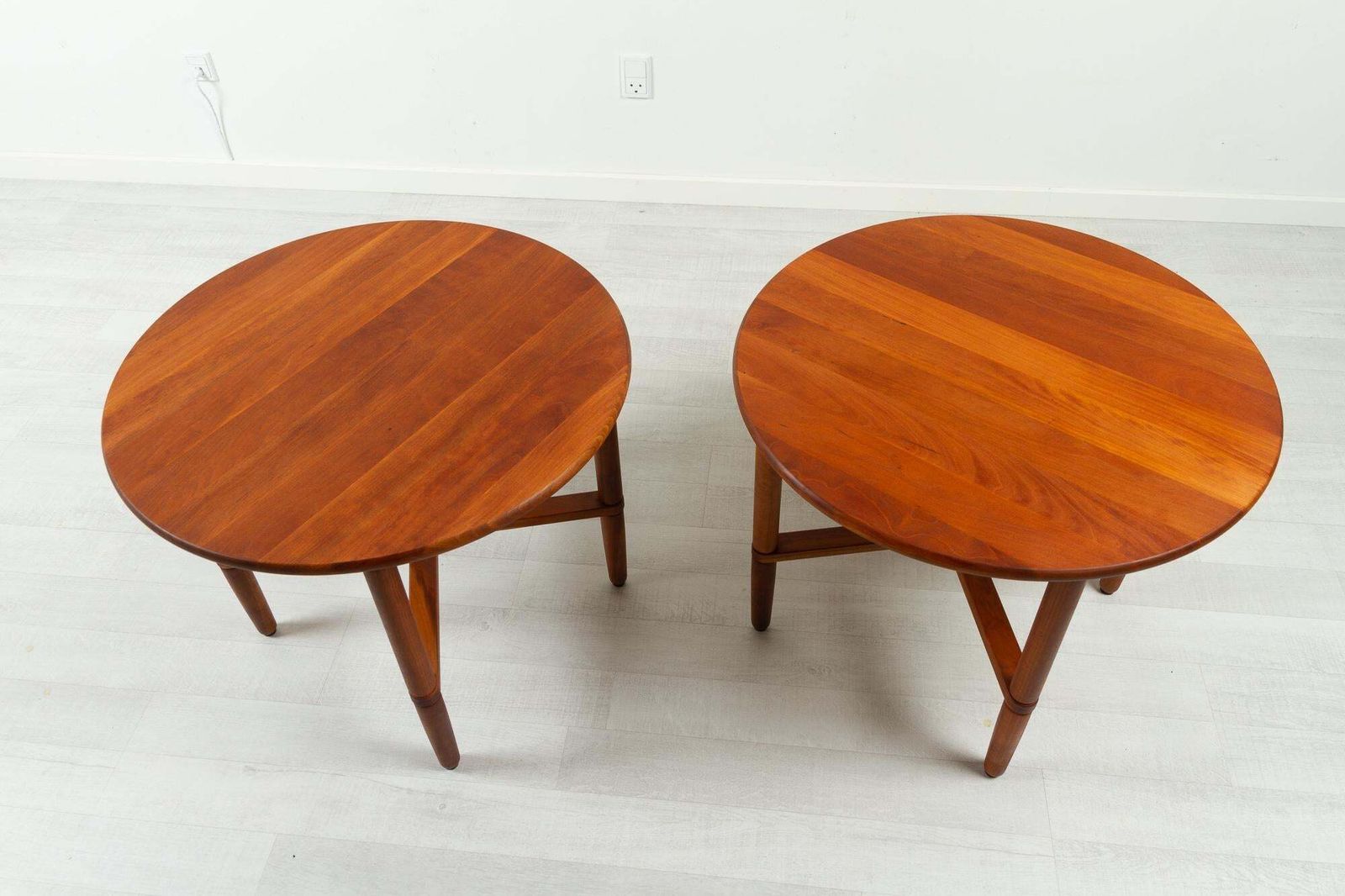 978.0 Vintage Danish Cherry Side Tables By Haslev Møbelsnedkeri, 1990s, Set Of 2 photo
