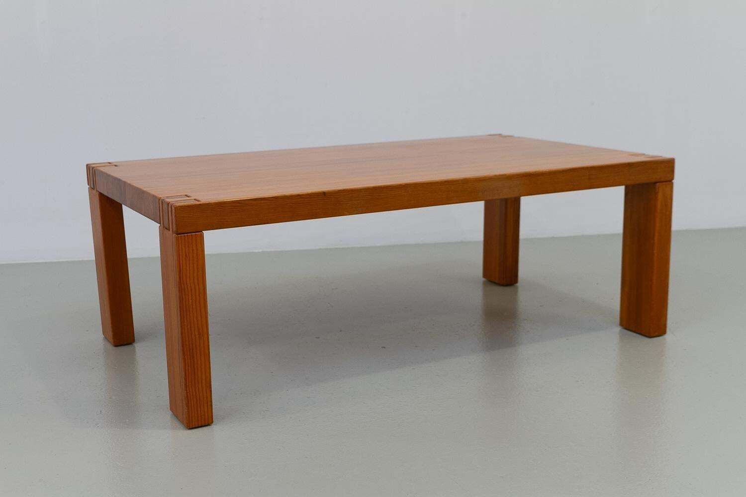 Danish Modern Rectangular Brutalist Coffee Table In Oregon Pine, 1970s. photo 1191.0