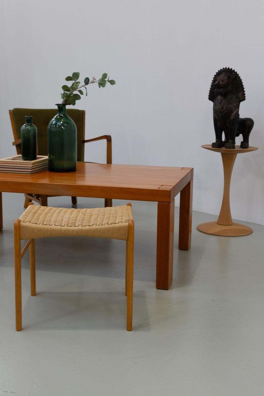 photo buy Danish Modern Rectangular Brutalist Coffee Table In Oregon Pine, 1970s.