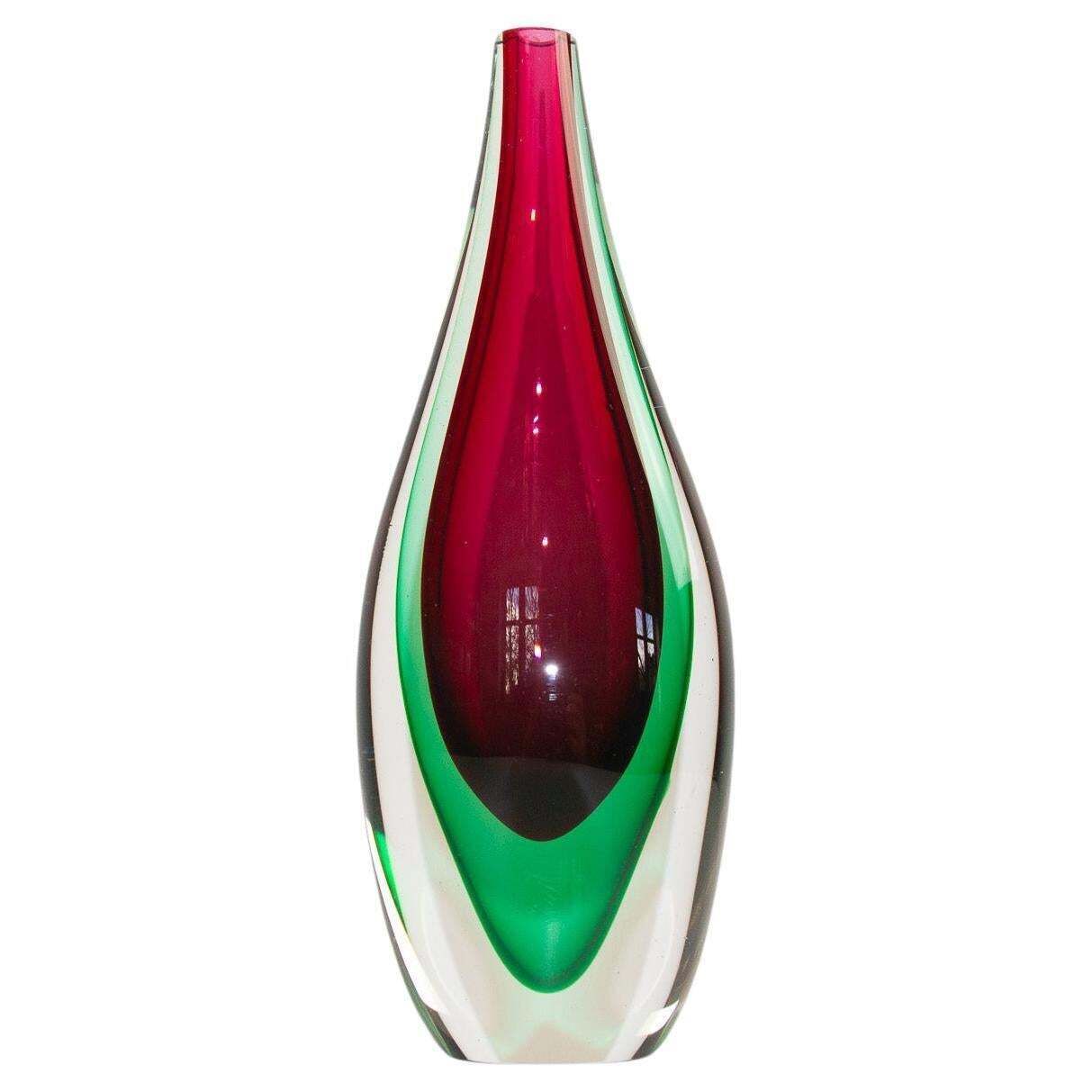 Vintage Murano Teardrop Sommerso Vase 1960s