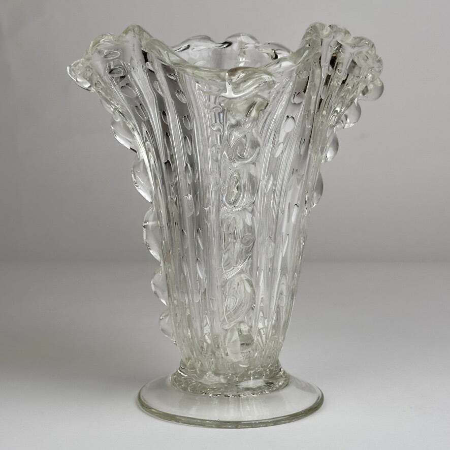 Mid Century Modern Transparent Bullicante Murano Art Glass Vase By Barovier&Toso photo furniture