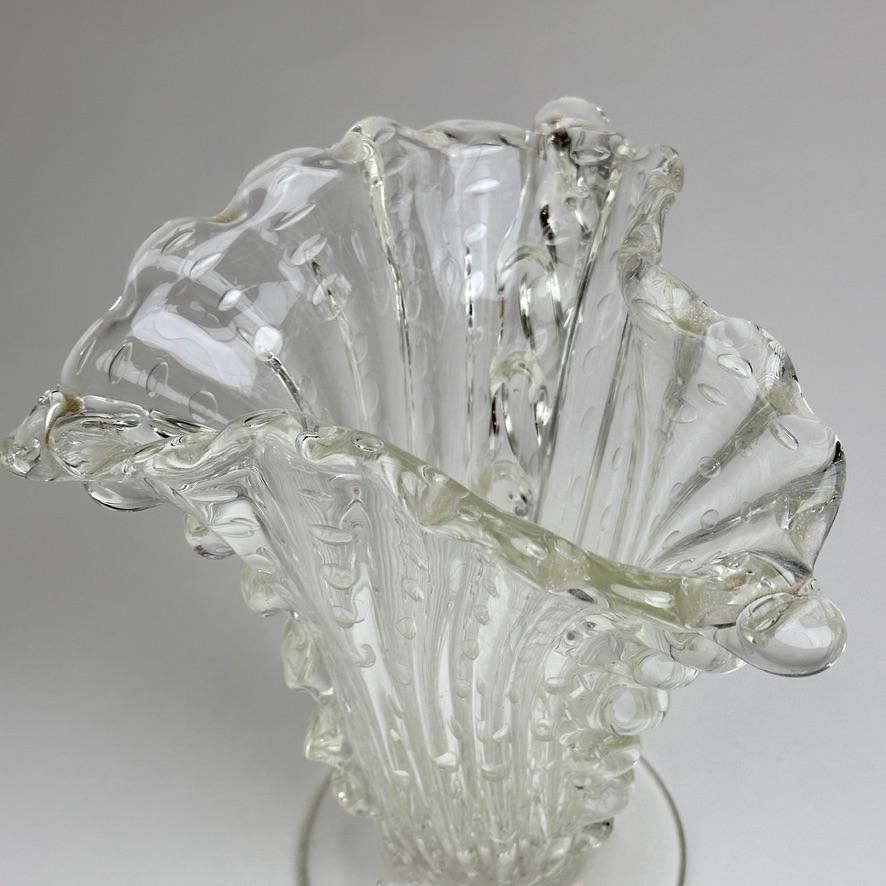Mid Century Modern Transparent Bullicante Murano Art Glass Vase By Barovier&Toso photo buy