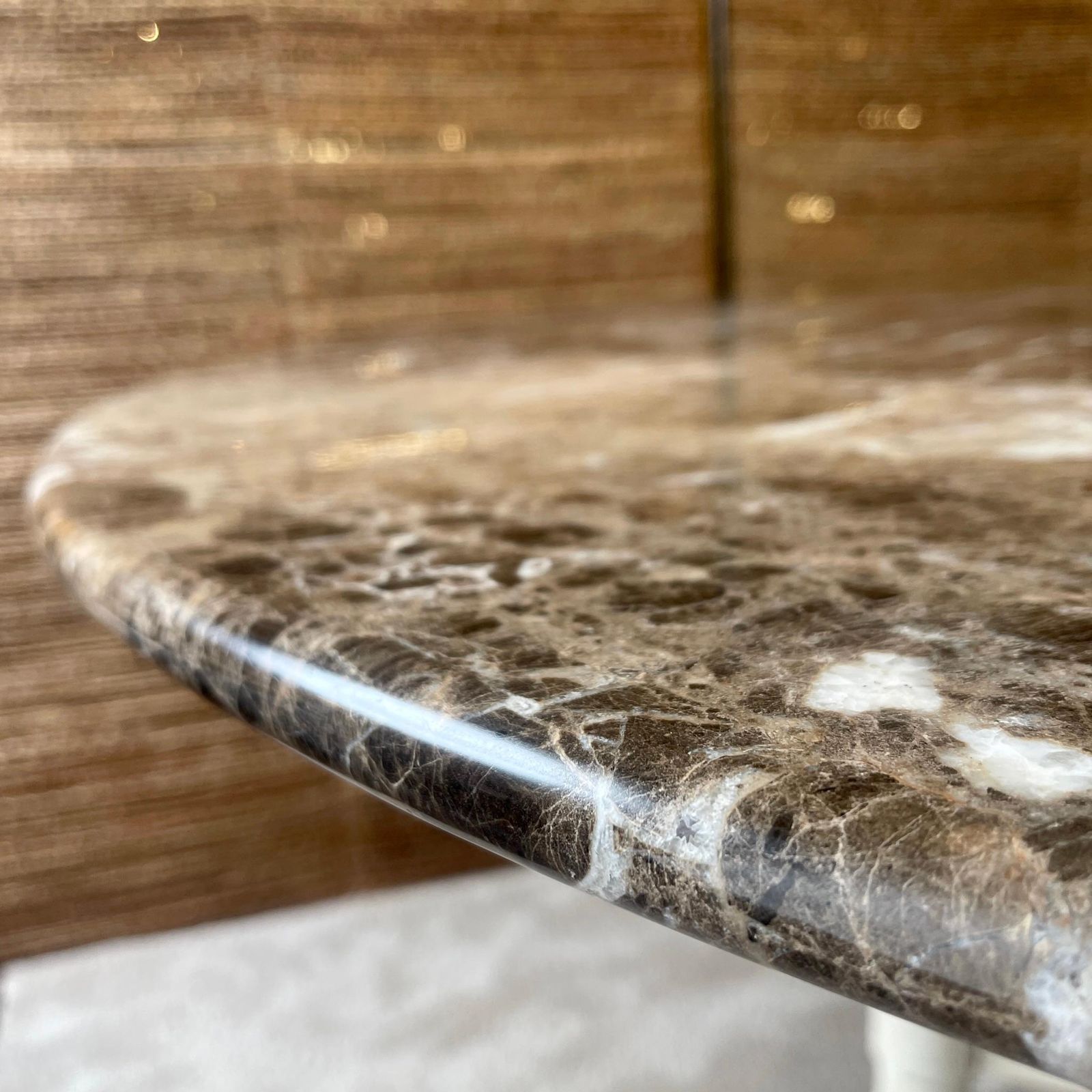 Marzio Cecchi Chestnut Emperor Marble & White Iron W/ Brass Details Round Table photo buy