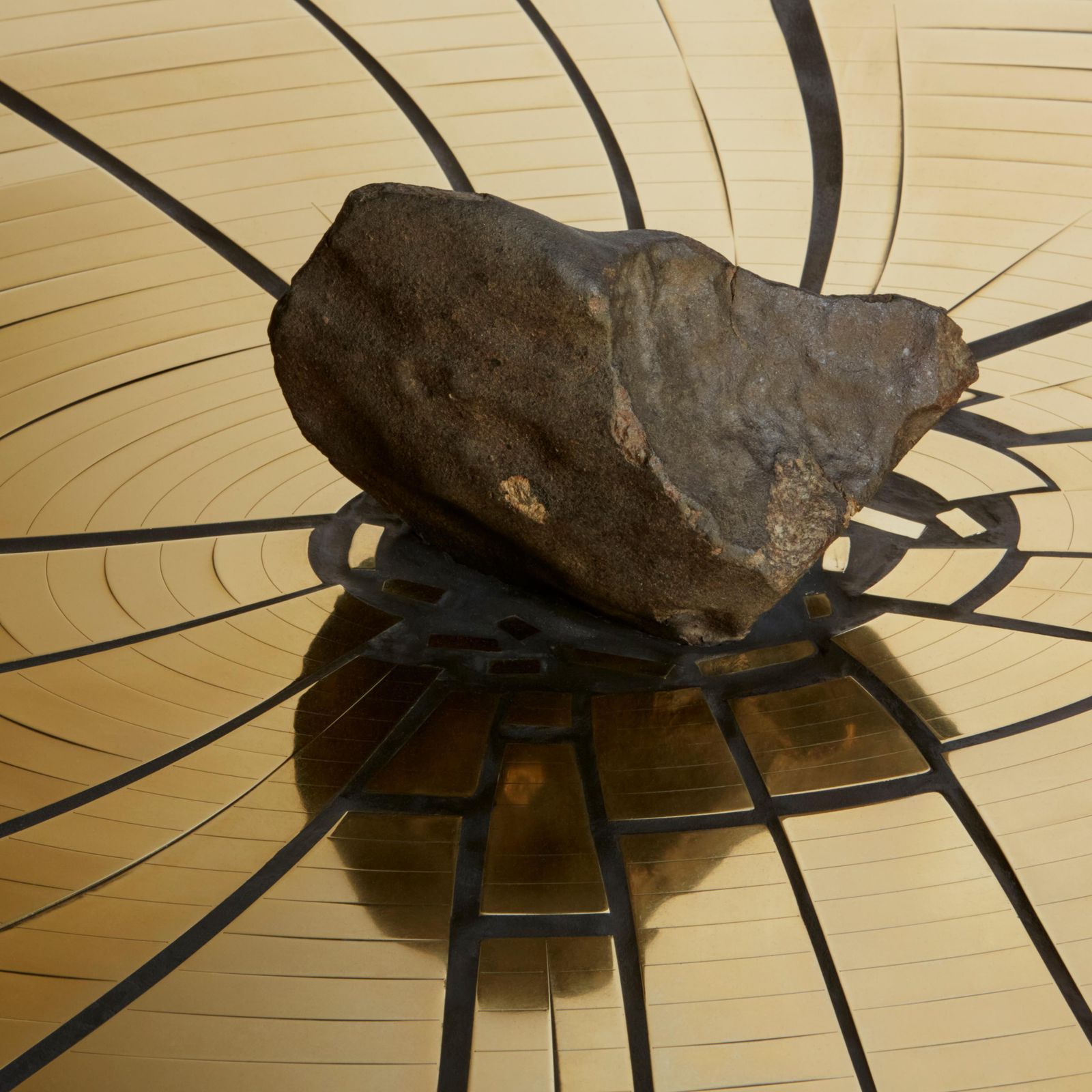 photo for sale Fracture Cosmique Brass & Black Steel Coffee Table W/Meteorite By Erwan Boulloud
