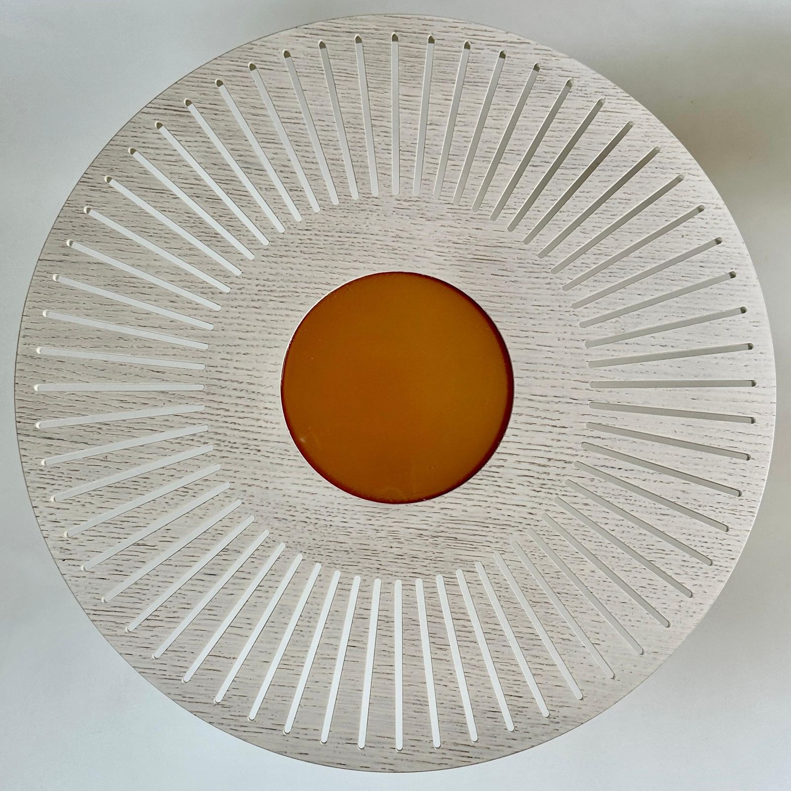 Late 20th Century Pair Of Round Ash Wood W/ Opaline Glass & Brass Coffee Tables photo Furniture