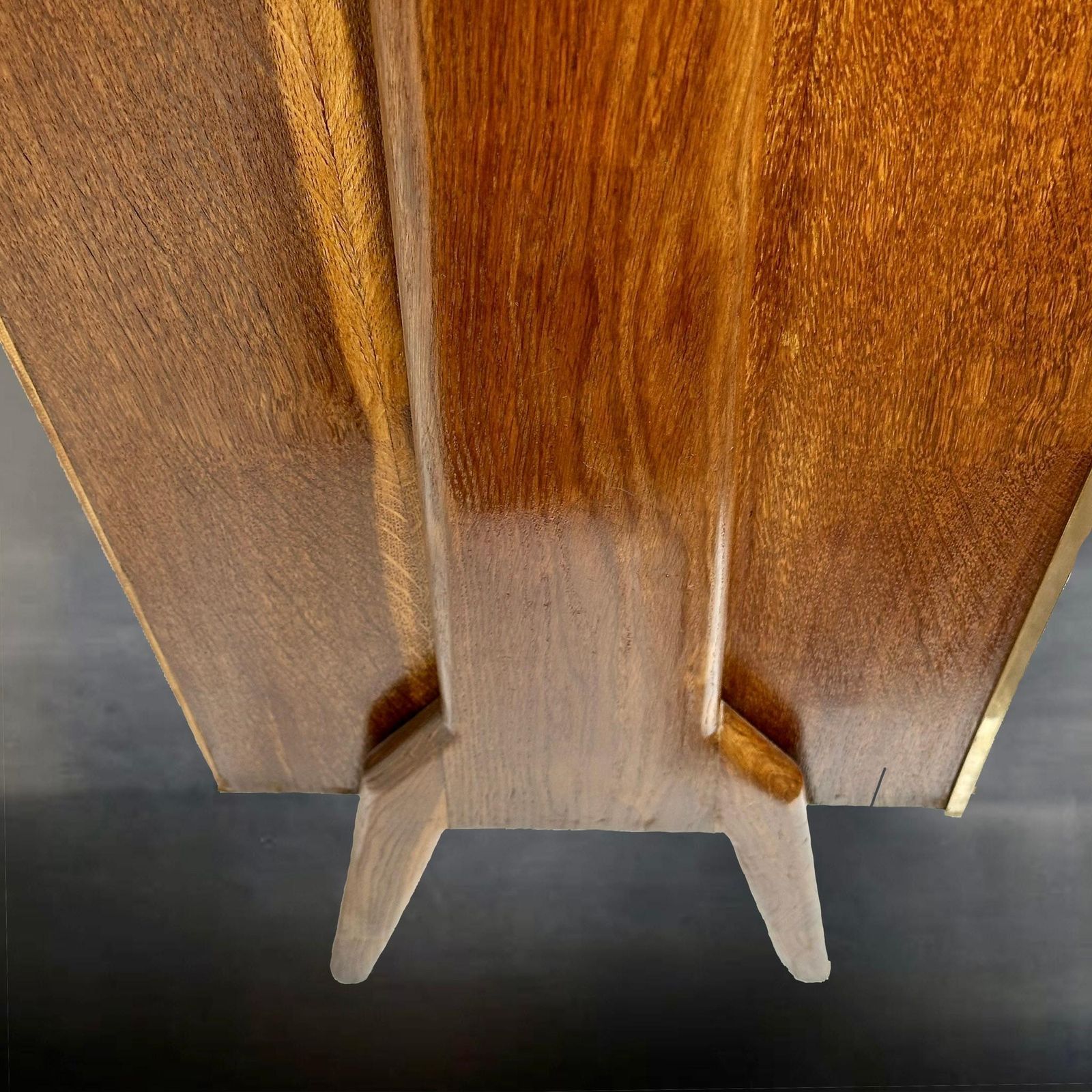 Mid Century Modern Oak Wood, Brass, Mirror & Murano Art Glass Dry Bar Cabinet photo buy