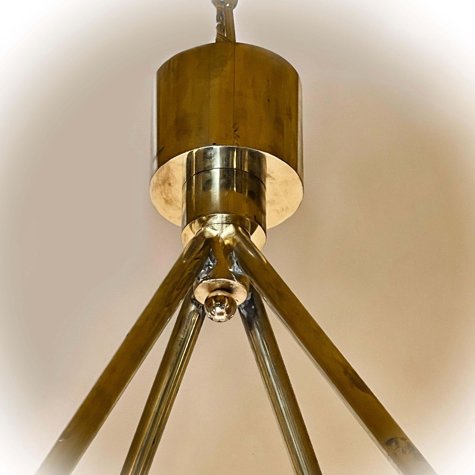 photo for sale Late 20th Century Round Brass & Transparent Textured Murano Art Glass Chandelier