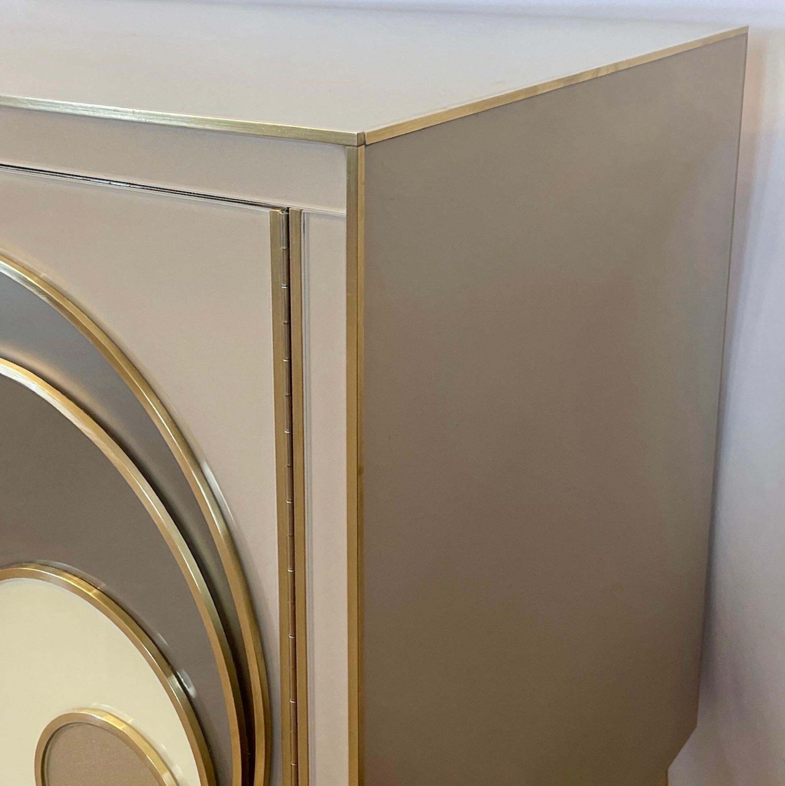 Late 20th Century Italian Beige Opaline Glass W/ Glass & Brass Details Sideboard photo for sale