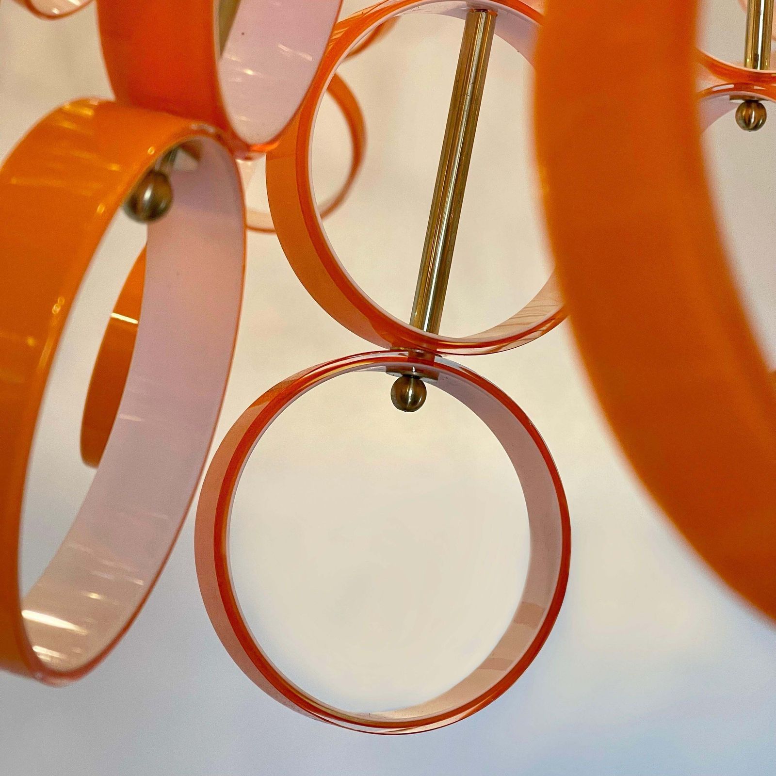 photo furniture Late 20th Century Sputnik Chandelier In Jacketed Orange & White Glass By Vistosi