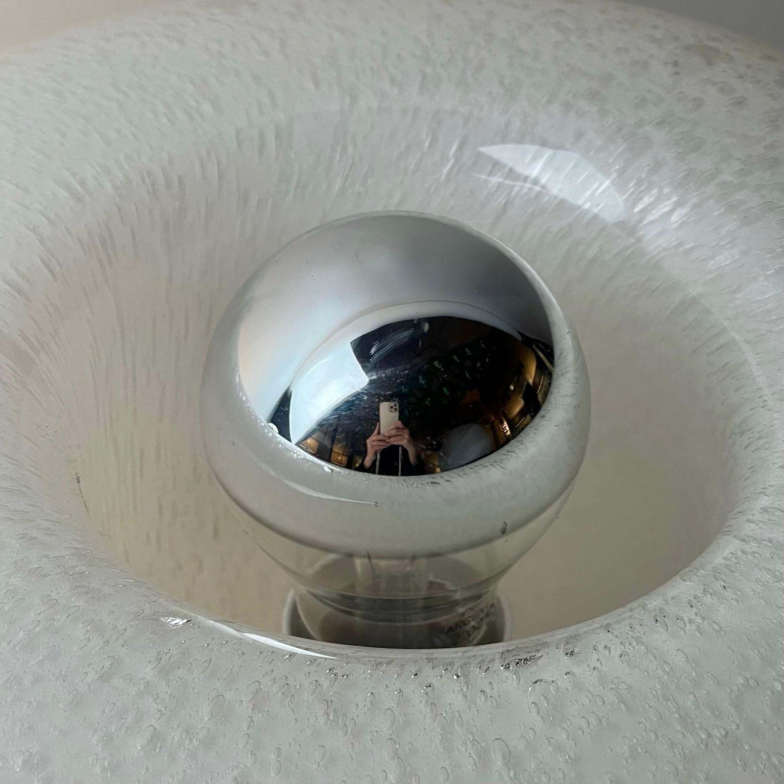 Late 20th Century Pair Of Round White Murano Art Glass & Brass Table Lamps photo 3828.0