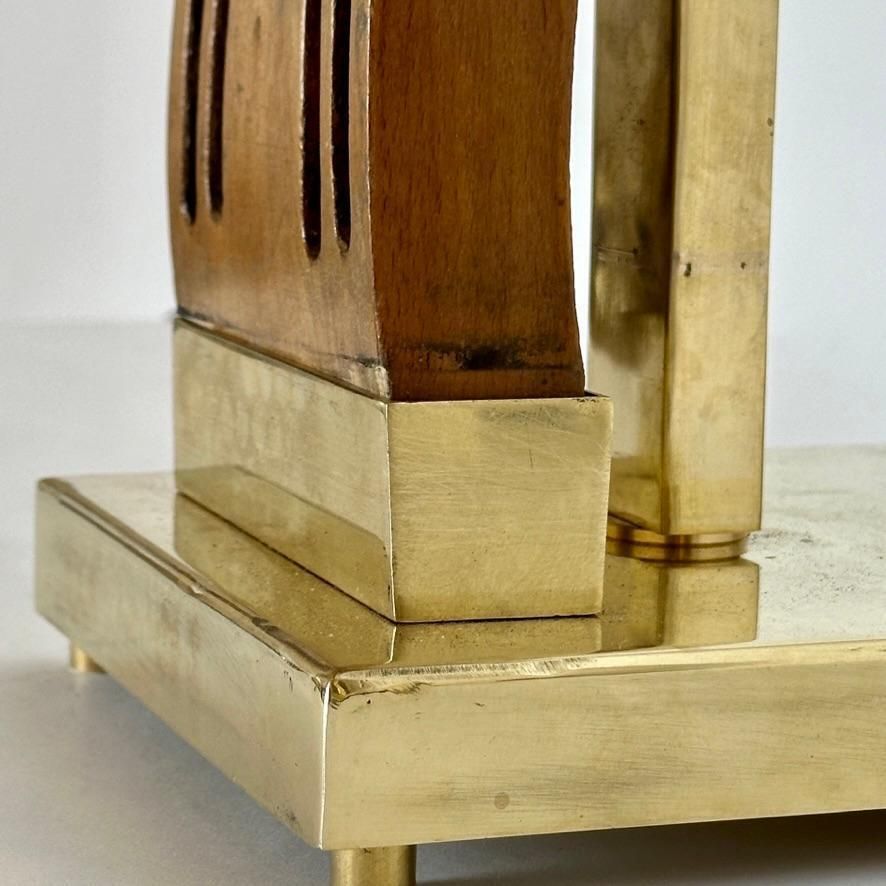 photo buy Late 20th Century Pair Of Walnut, Brass & Faded Blown Murano Glass Table Lamps