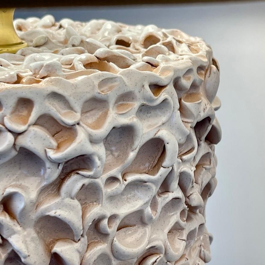 photo furniture Late 20th Century Pair Of Italian White Ceramic Sculptural Table Lamps W/ Shades
