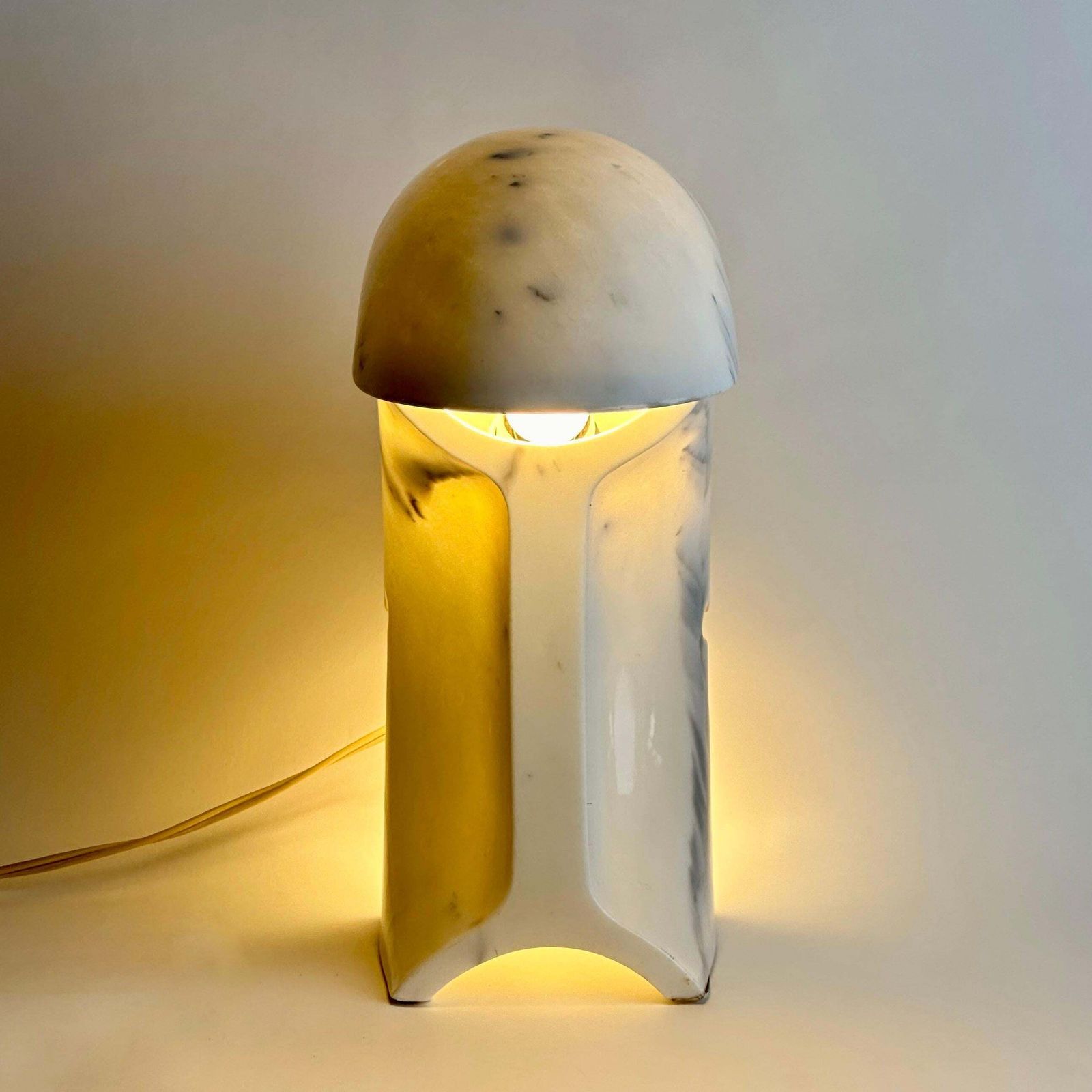 Biagio White Carrara Marble Table Lamp By Tobia Scarpa For Flos Italy 1968 photo furniture