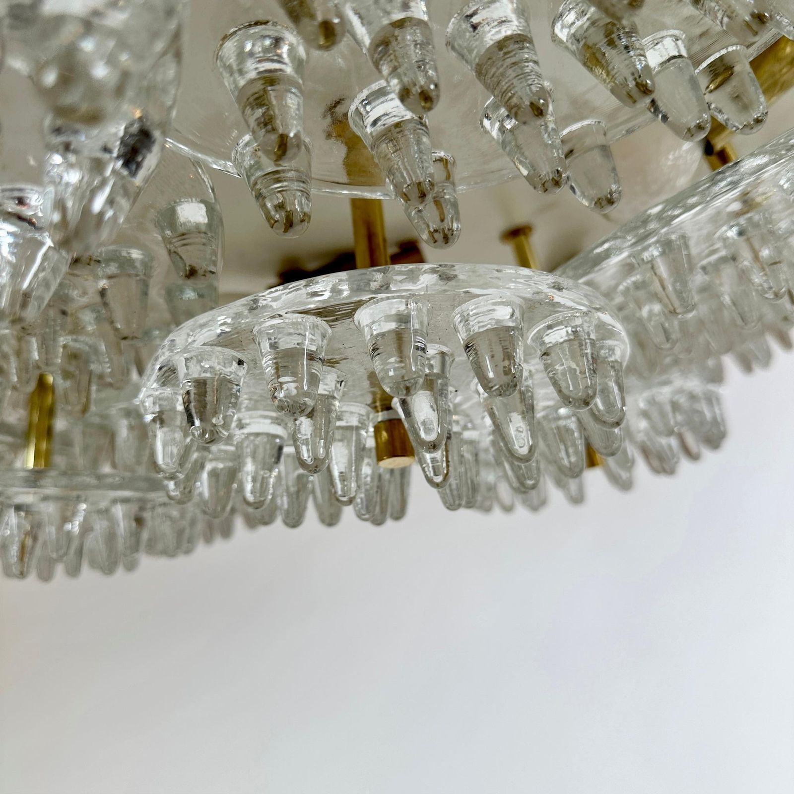 Late 20th Century Metal & Brass W/ Transparent Murano Glass Disks Flush Mount photo Lighting