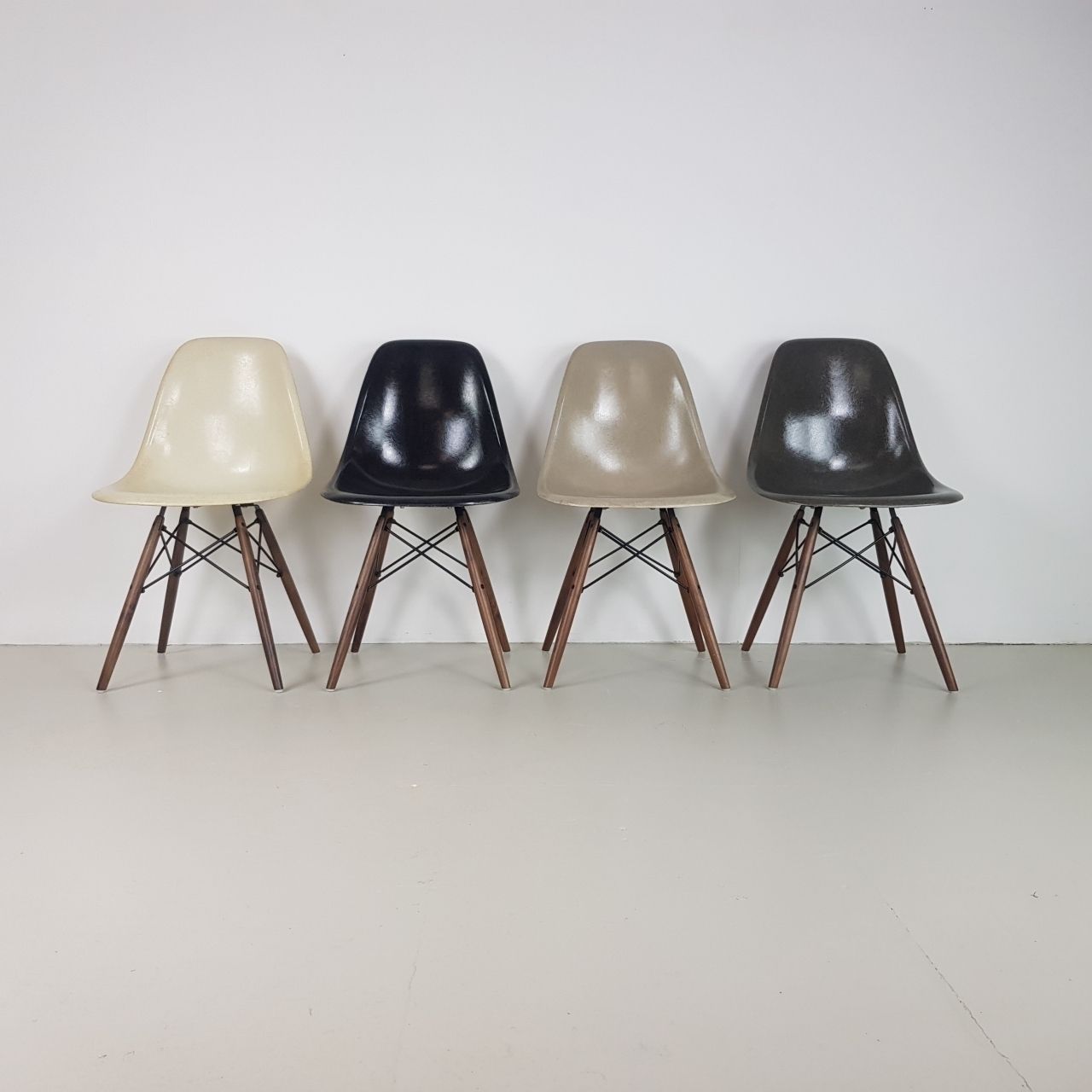 Eames Herman Miller Dsw Side Chairs In Monochrome   Black / Grey / Greige / Parchment