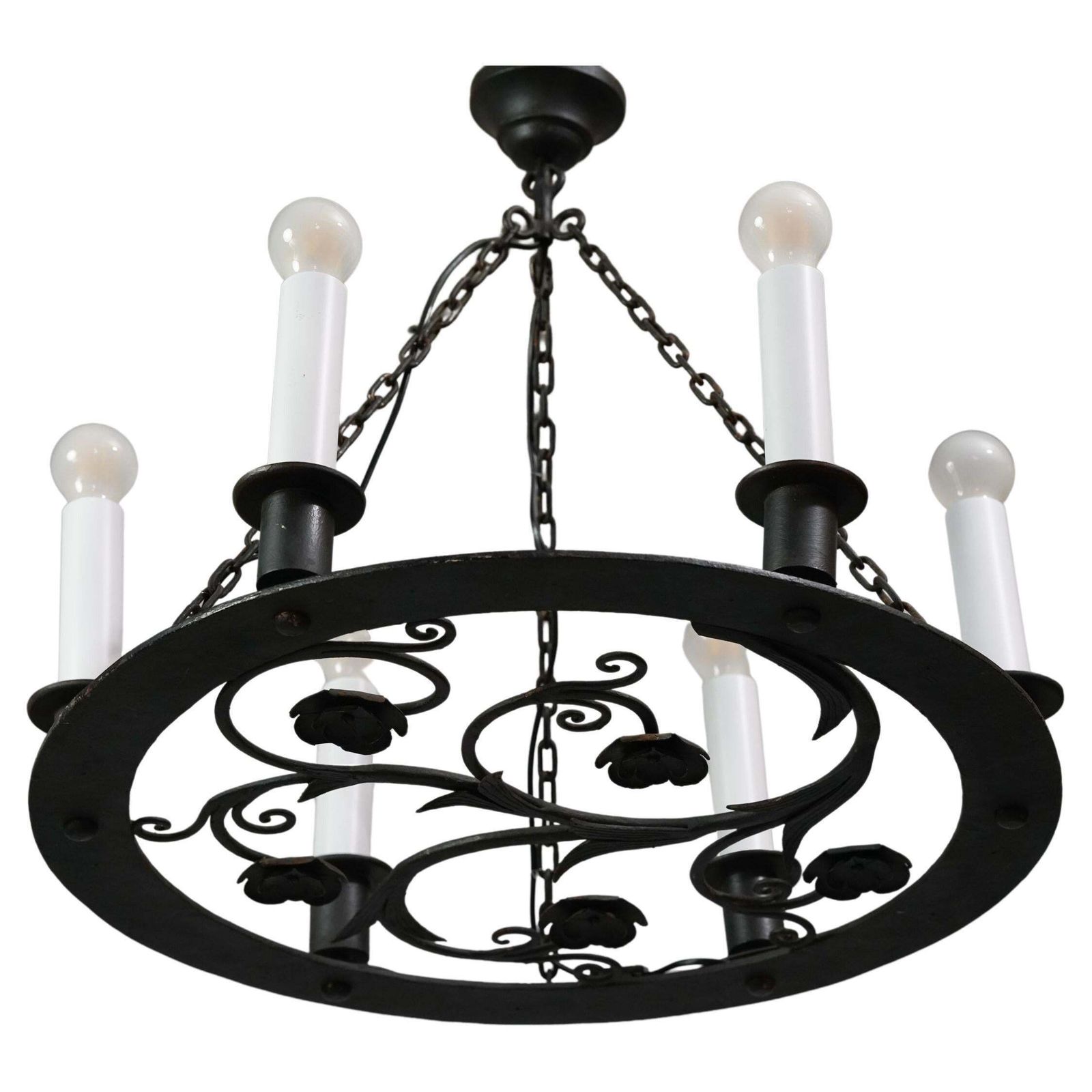 Rare Paavo Tynell Model 1927 Iron Chandelier For Taito Oy, 1930s