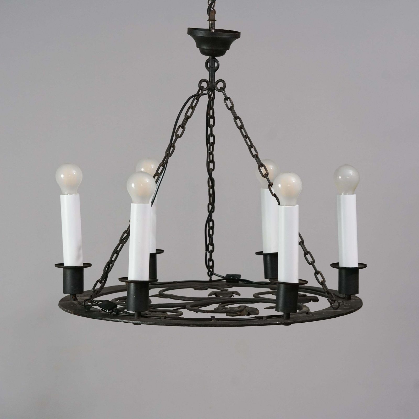 Rare Paavo Tynell Model 1927 Iron Chandelier For Taito Oy, 1930s photo Lighting