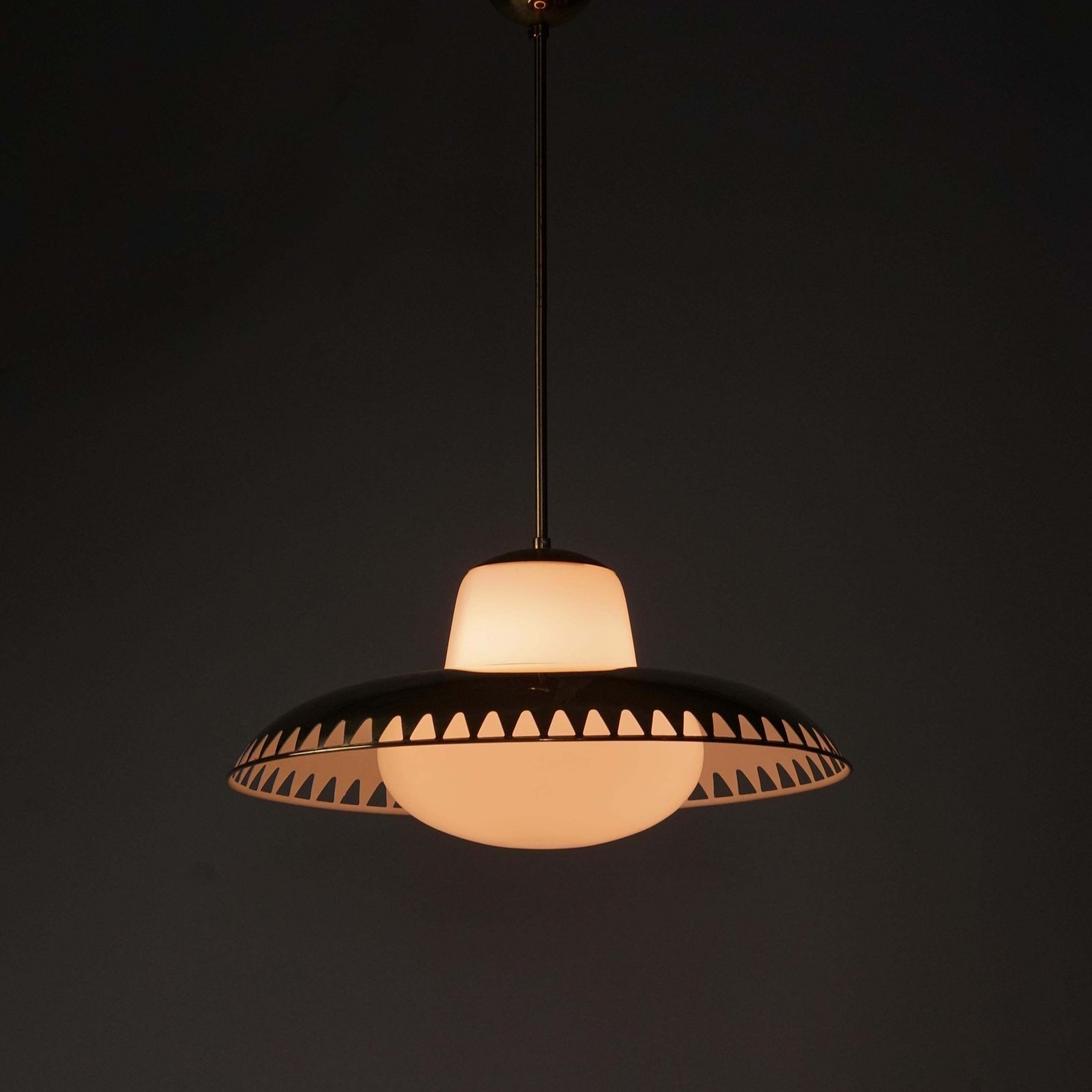 Pair Of Brass Pendants By Lisa Johansson Pape & Gunilla Jung, Orno Oy, 1950s photo for sale