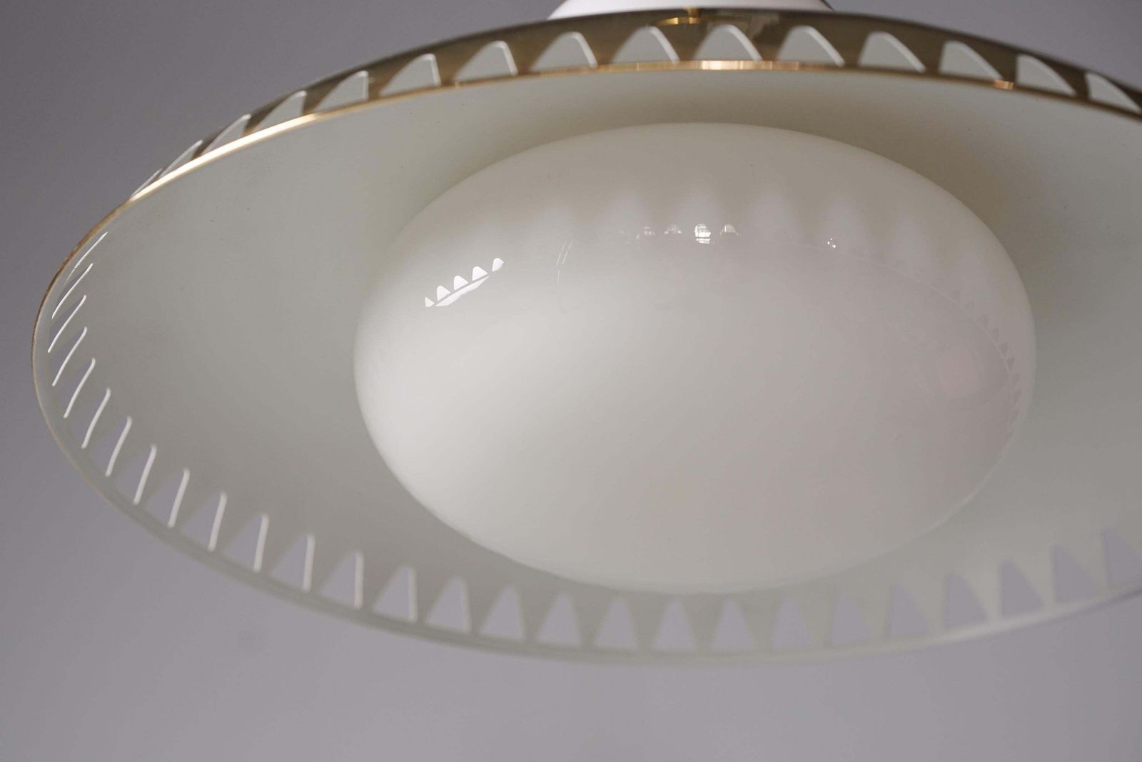 Lighting Pair Of Brass Pendants By Lisa Johansson Pape & Gunilla Jung, Orno Oy, 1950s photo