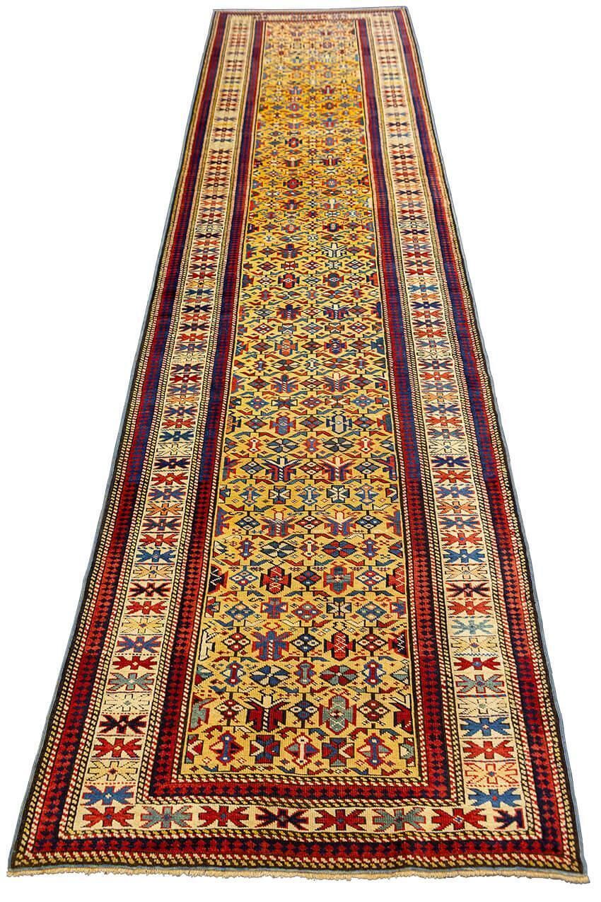 Antique Kuba Runner Caucasian Gold Field photo Textiles