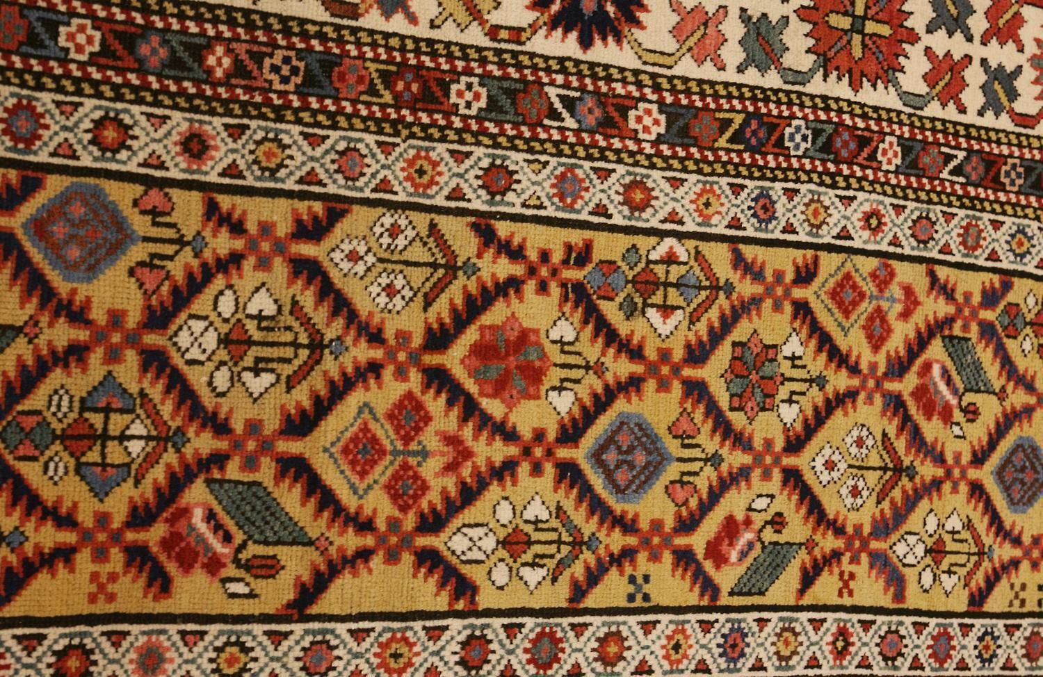 Antique Caucasian Daghestan Abstract Crab Design Rug 3' 2" × 9' 5" photo 15285.0