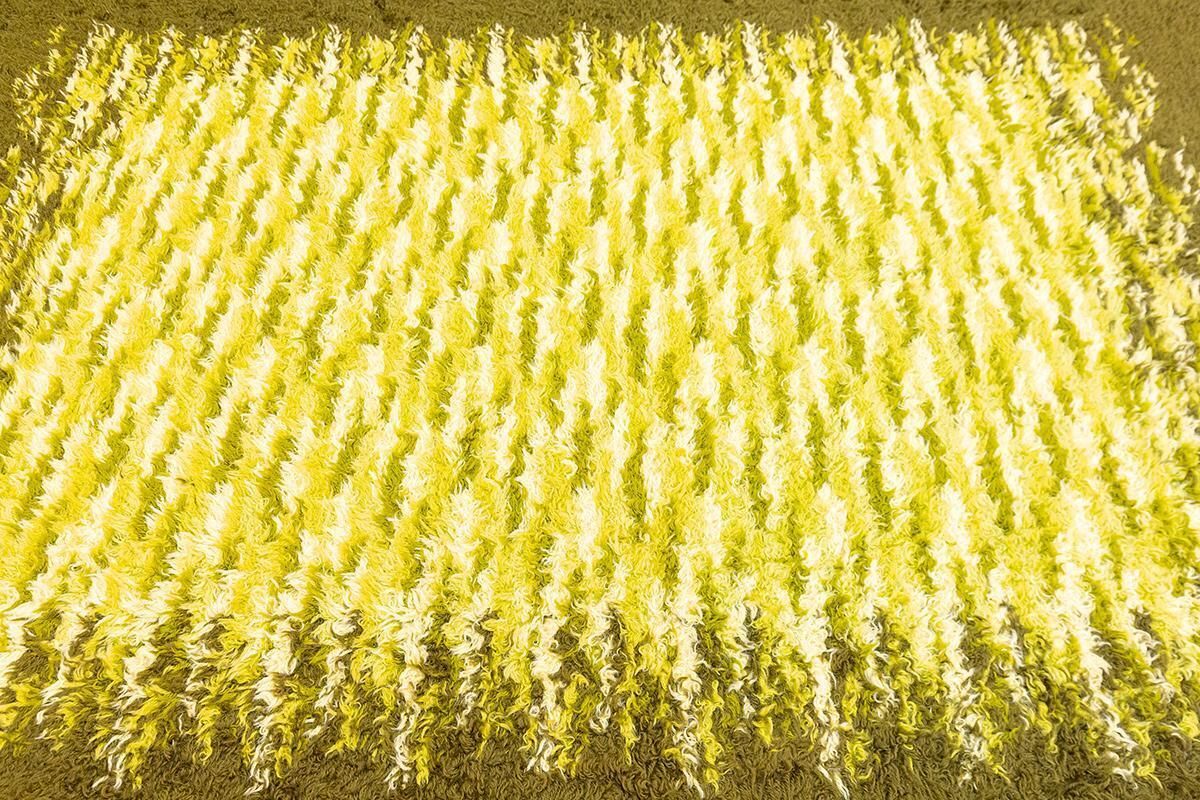 Rya Rug Shaggy Scandinavian Design Olive Green photo for sale