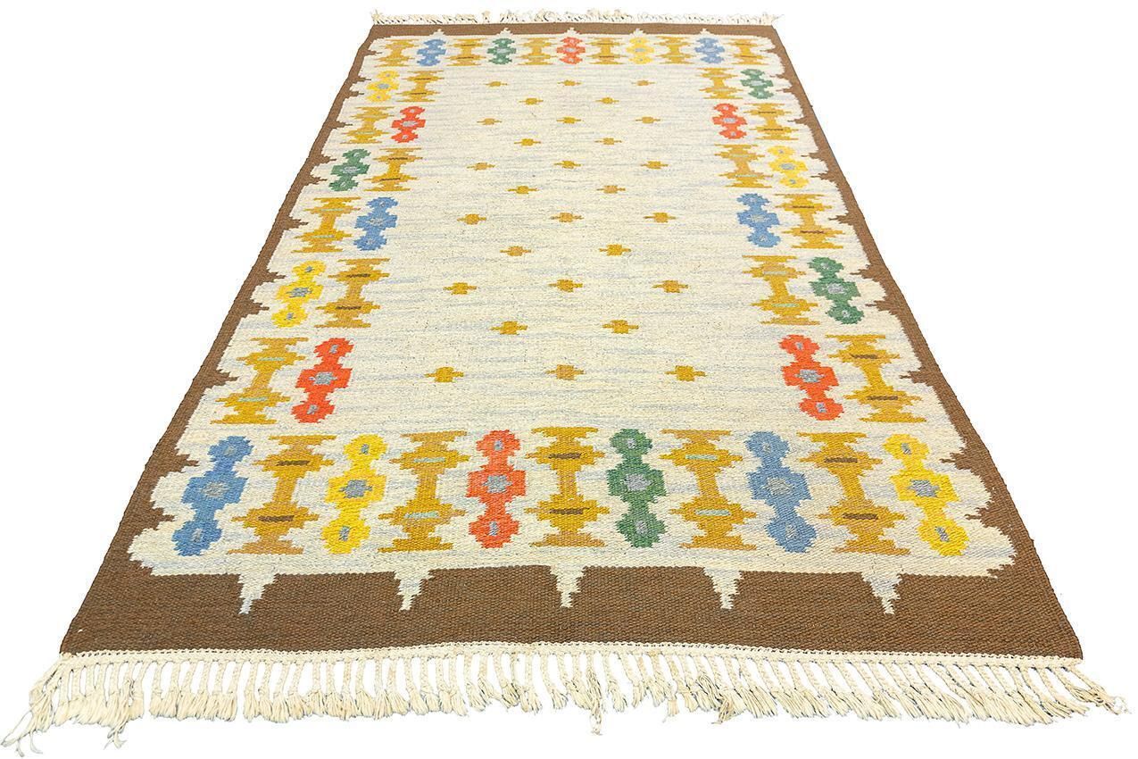 Swedish Rug Flatweave Rollakan Cross Motif, 1950 1970 photo for sale