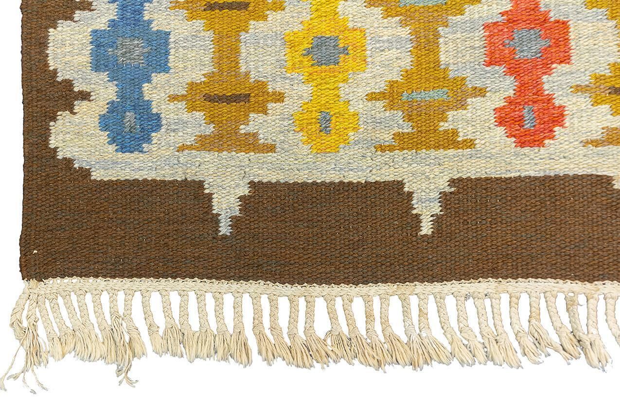 Swedish Rug Flatweave Rollakan Cross Motif, 1950 1970 photo 1690.0