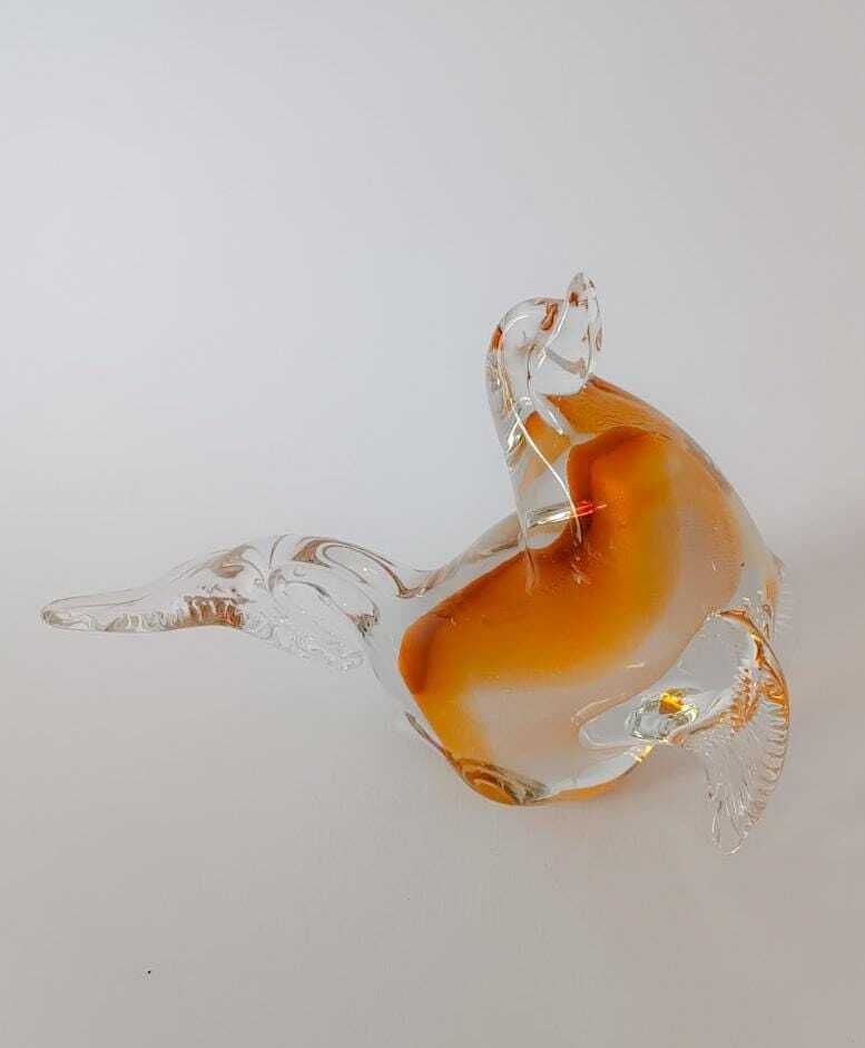 Murano Glass Seal Figure Statuette With Aventurine Gold Leaf Vintage Sculpture