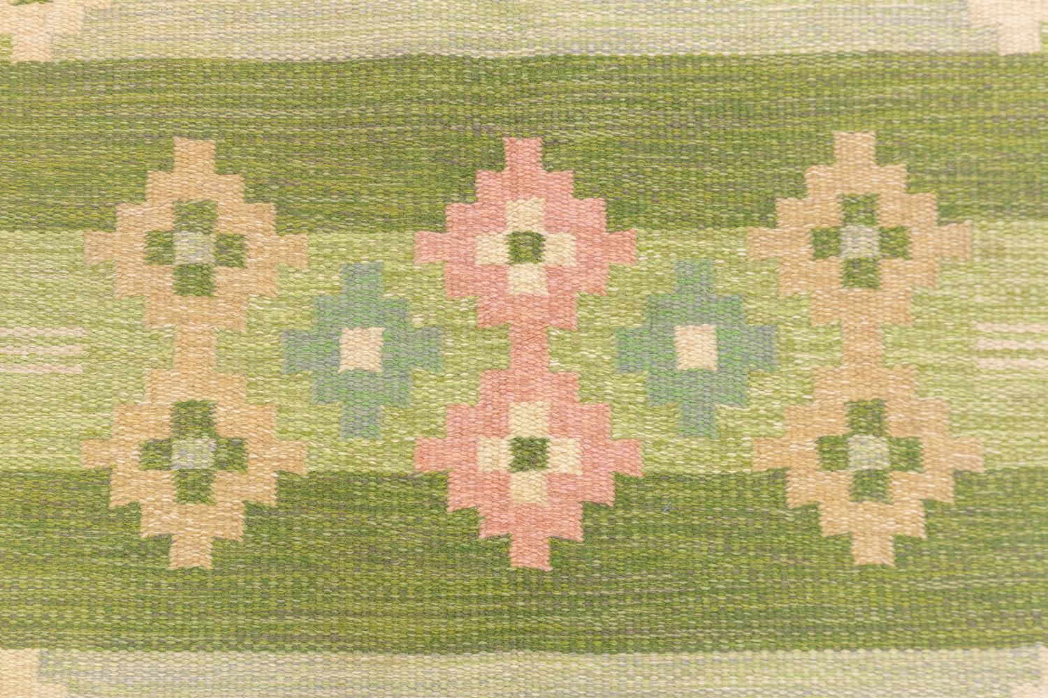 Scandinavian Rollakan Rug Flat Weave By Ingegerd Silow photo vinterior