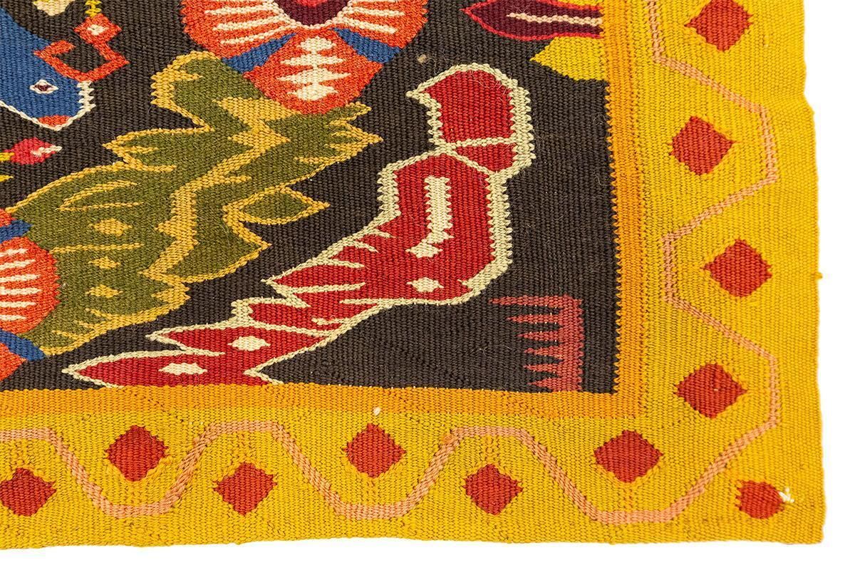 Scandinavian Rollakan Swedish Rug Bird Design photo buy