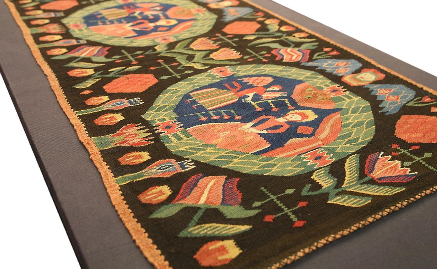 Swedish Textile Lady Being Greeted By An Angel Design photo Textiles