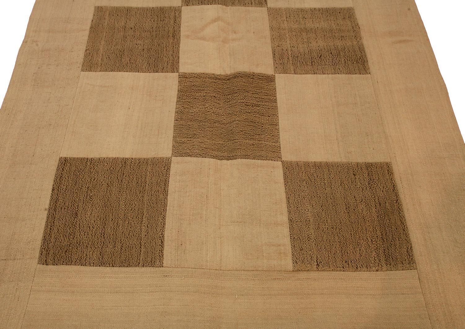 Brown Color Turkish Patchwork Carpet, 1950 1970 photo Textiles