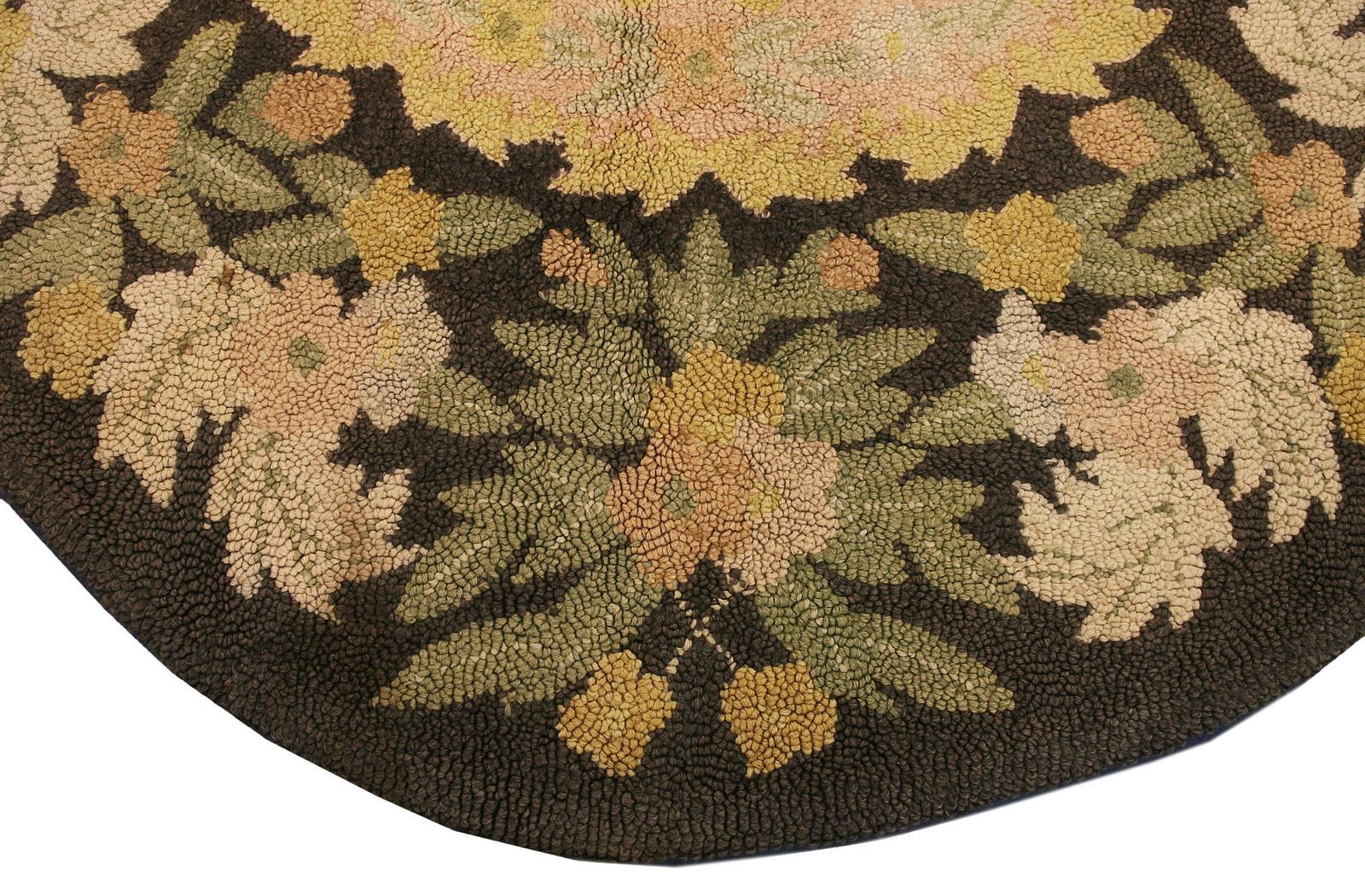 Antique American Oval Shape Hook Floral Field Rug, Ca. 1920 photo for sale