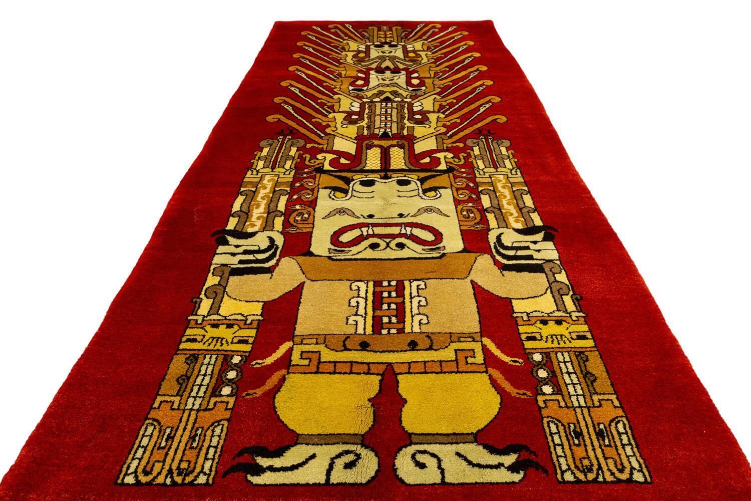 European Rug With Mayan Culture Design, 1950 1970 photo for sale
