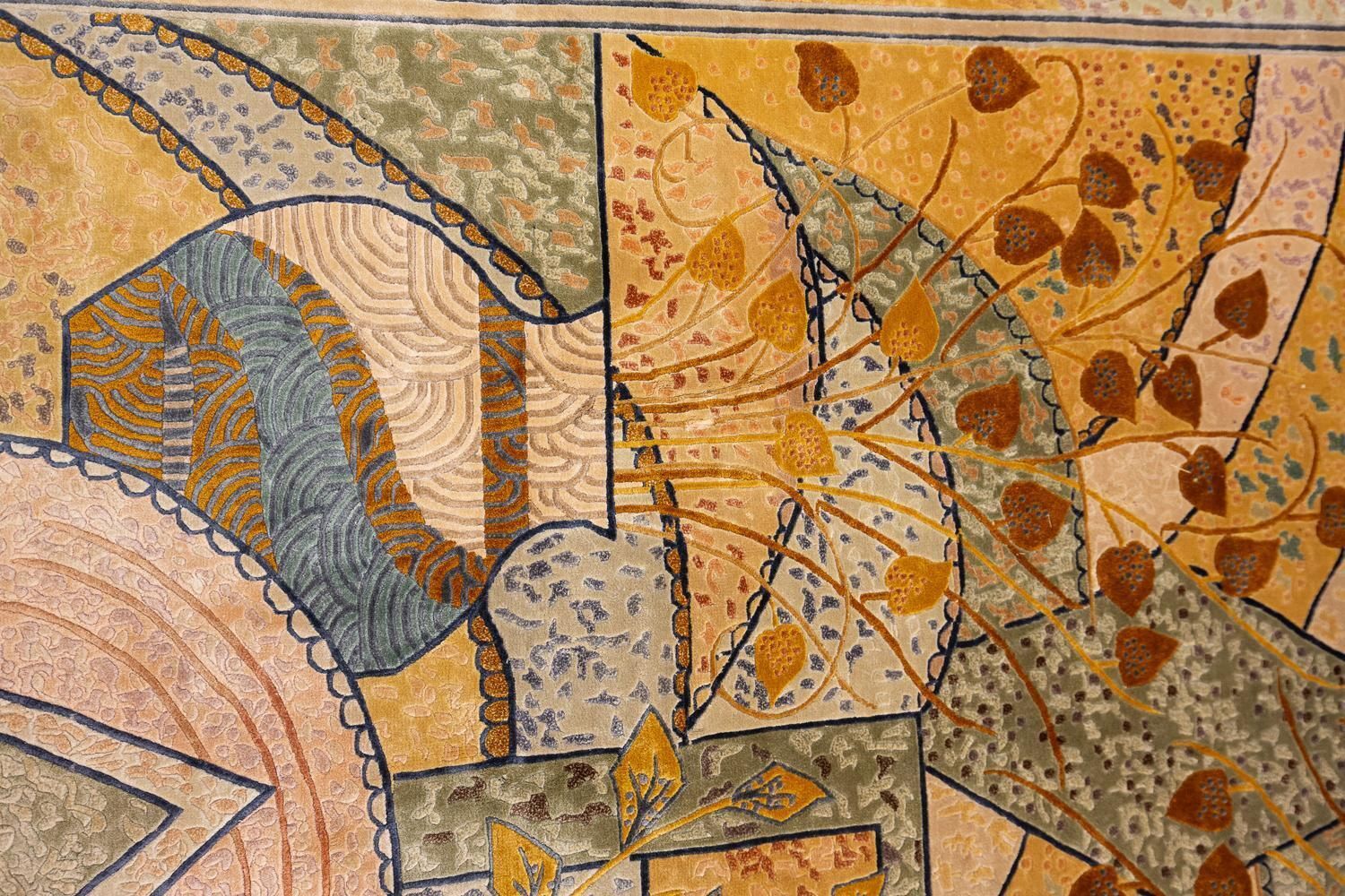 Chinese Art Deco Silk Rug Late 20th Century photo vintage