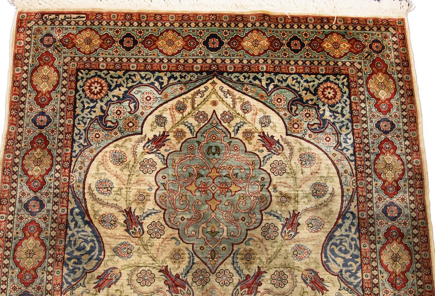 Turkish Hereke Silk Signed Extra Fine Rug, Xxi Century photo for sale